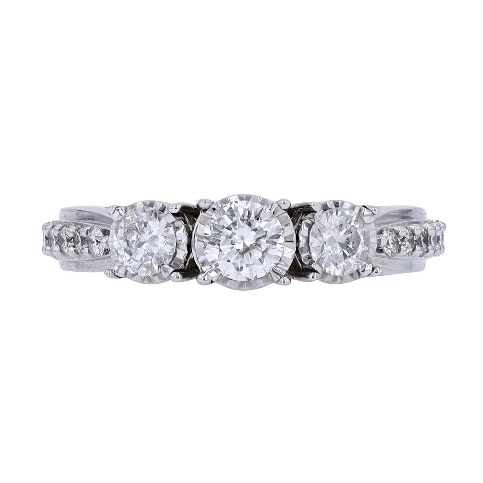 10K WG 1 CT Three Stone Engagement Ring