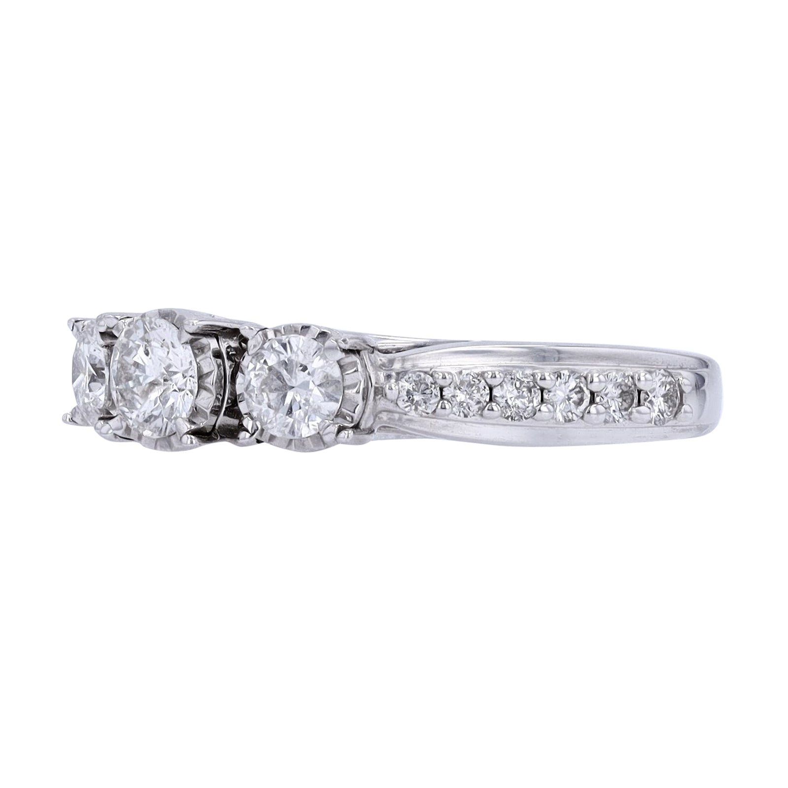 10K WG 1 CT Three Stone Engagement Ring