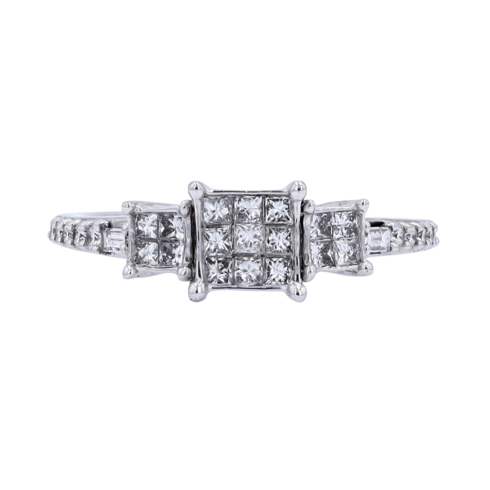 10K WG 1/2 CT Invisible Set Center Ring
