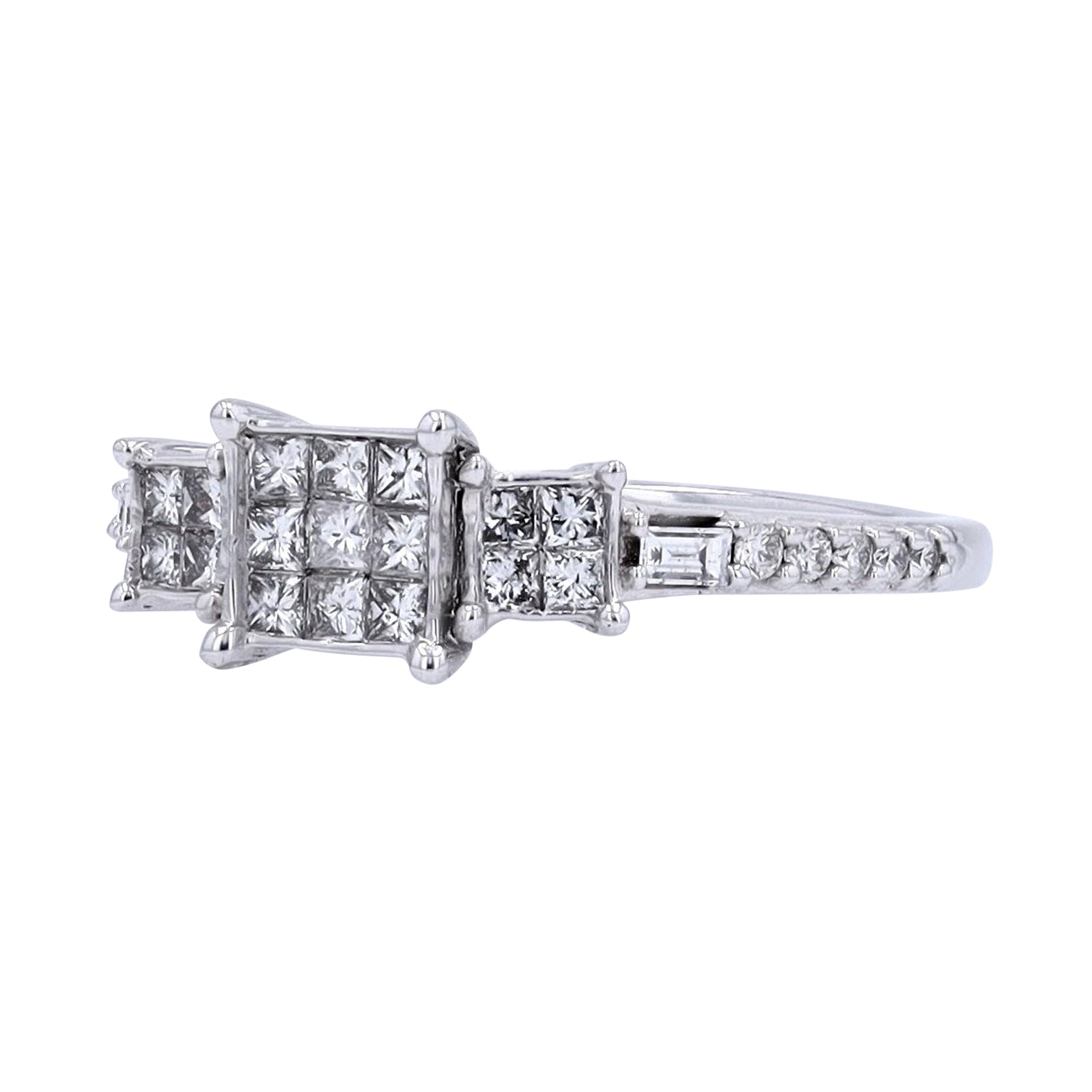 10K WG 1/2 CT Invisible Set Center Ring