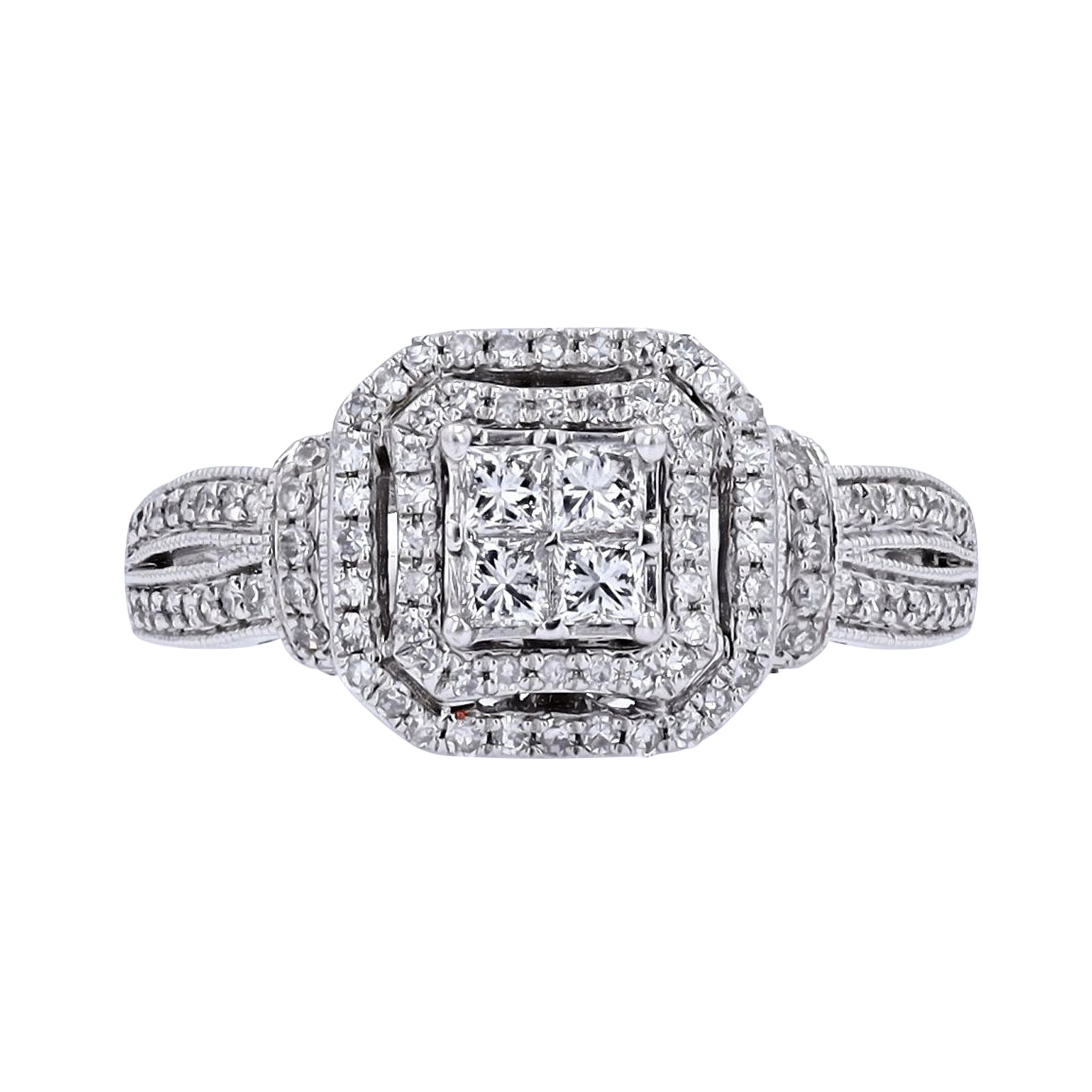 10K WG 5/8 CT Invisible Set Center Ring