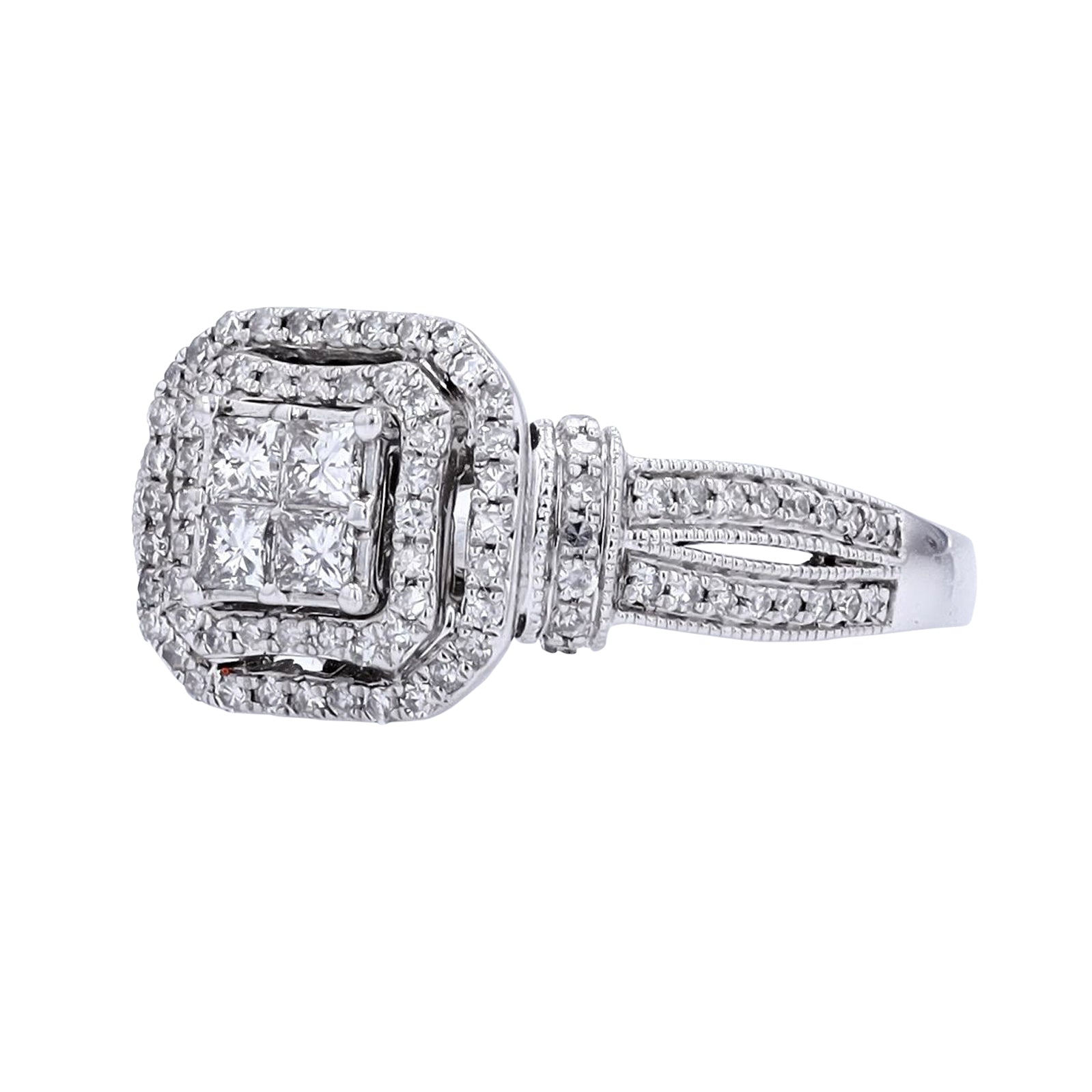10K WG 5/8 CT Invisible Set Center Ring