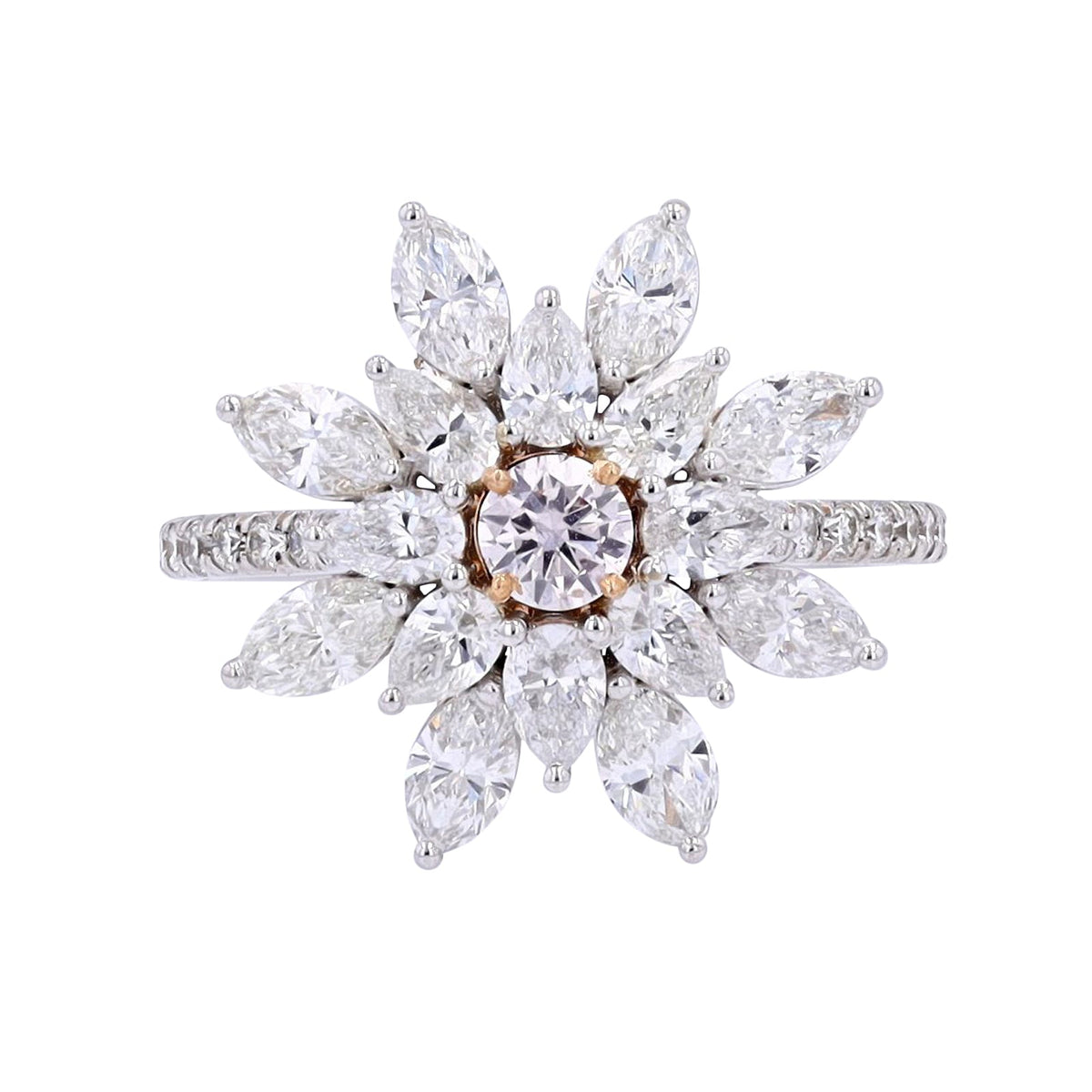 18K WG 2.48 CTW Diamond Flower Ring