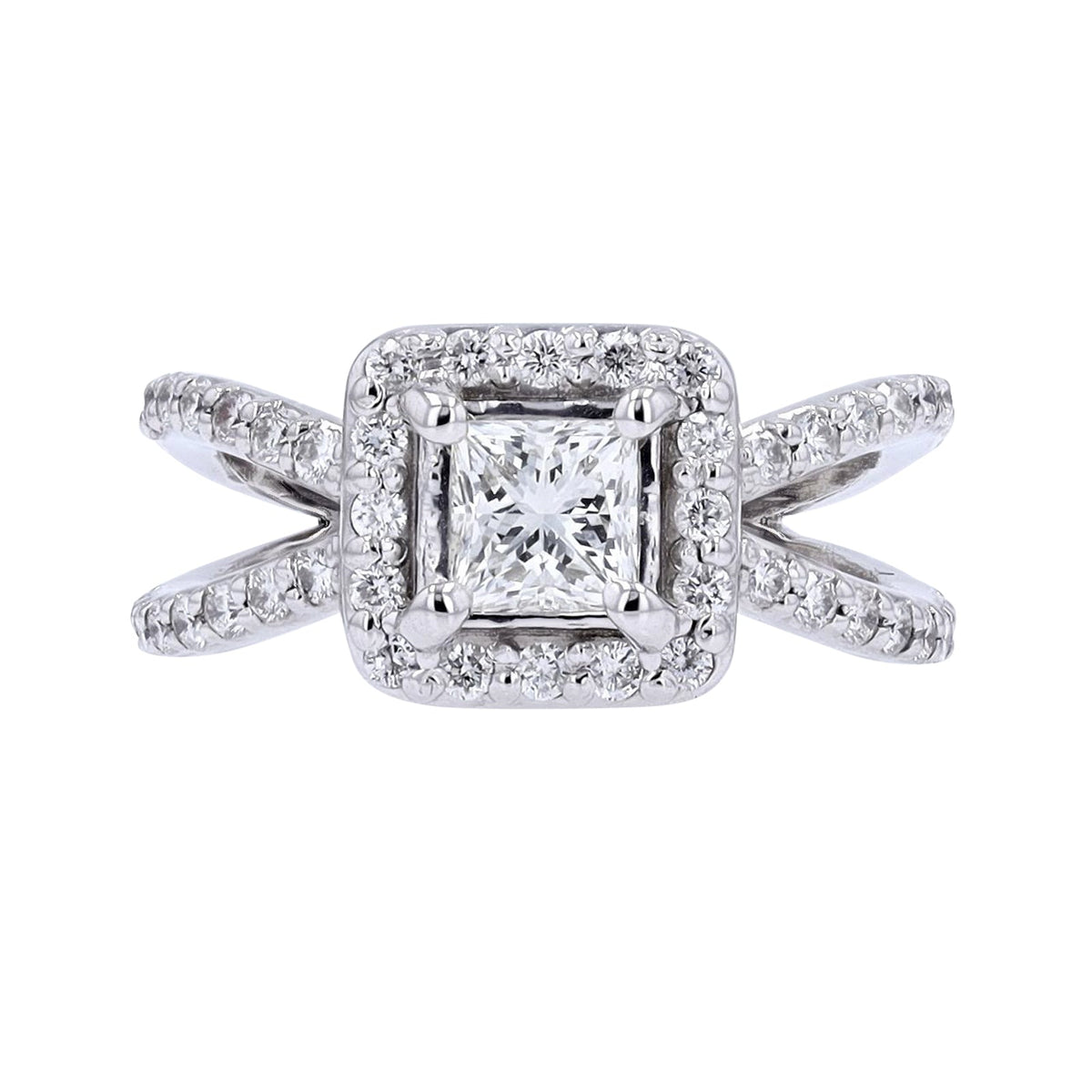 14K WG .85 CTR Diamond Princess Cut Engagement Ring