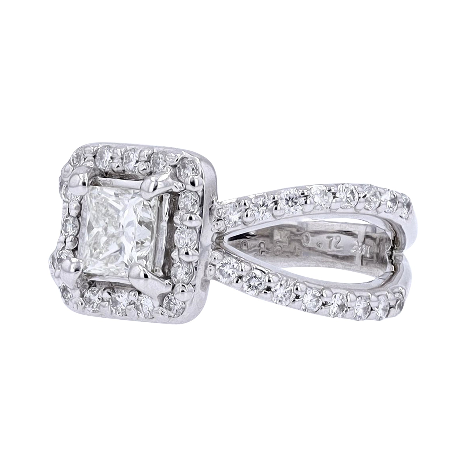 14K WG .85 CTR Diamond Princess Cut Engagement Ring