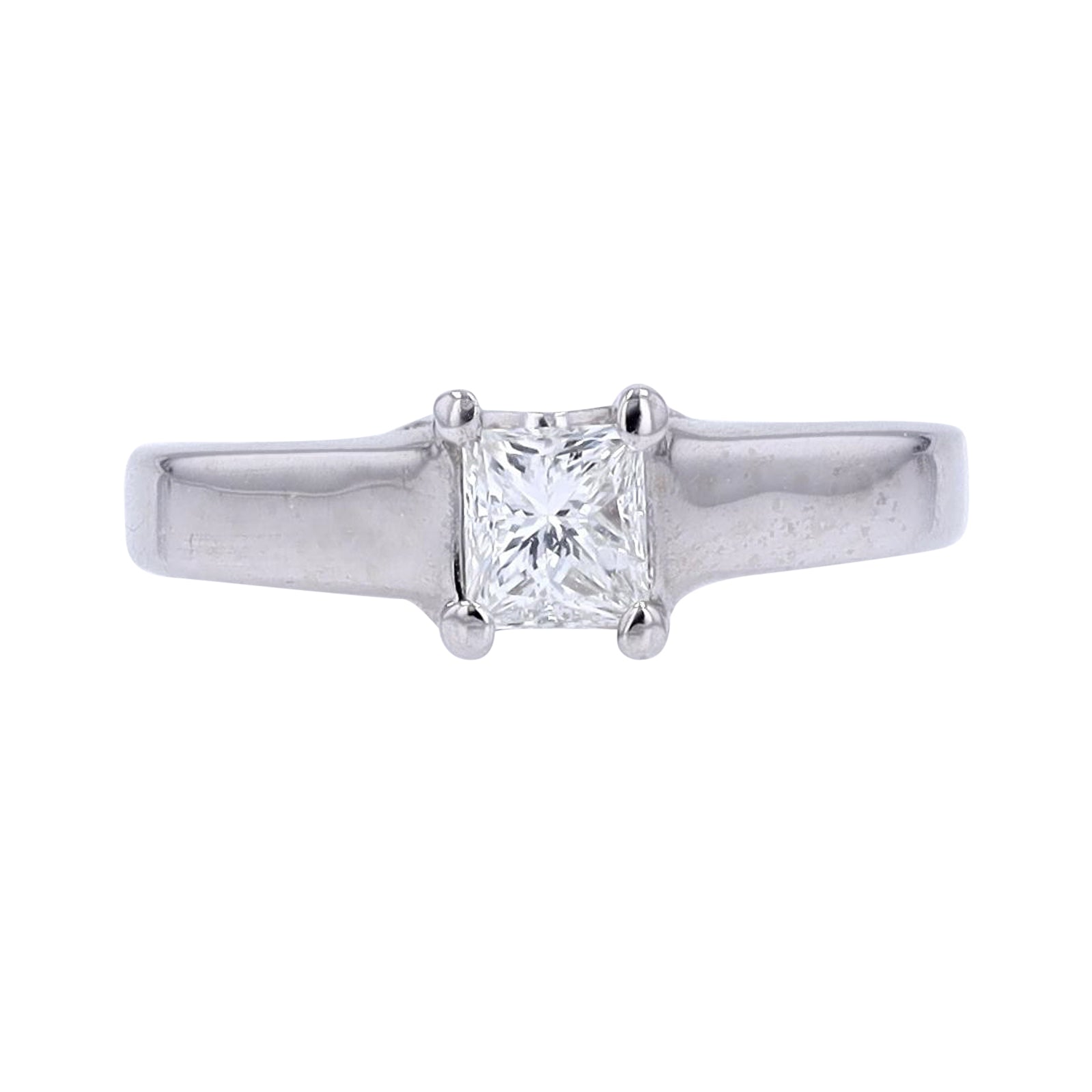 14K WG 0.65 CT Princess Cut Center Solitaire Engagement Ring