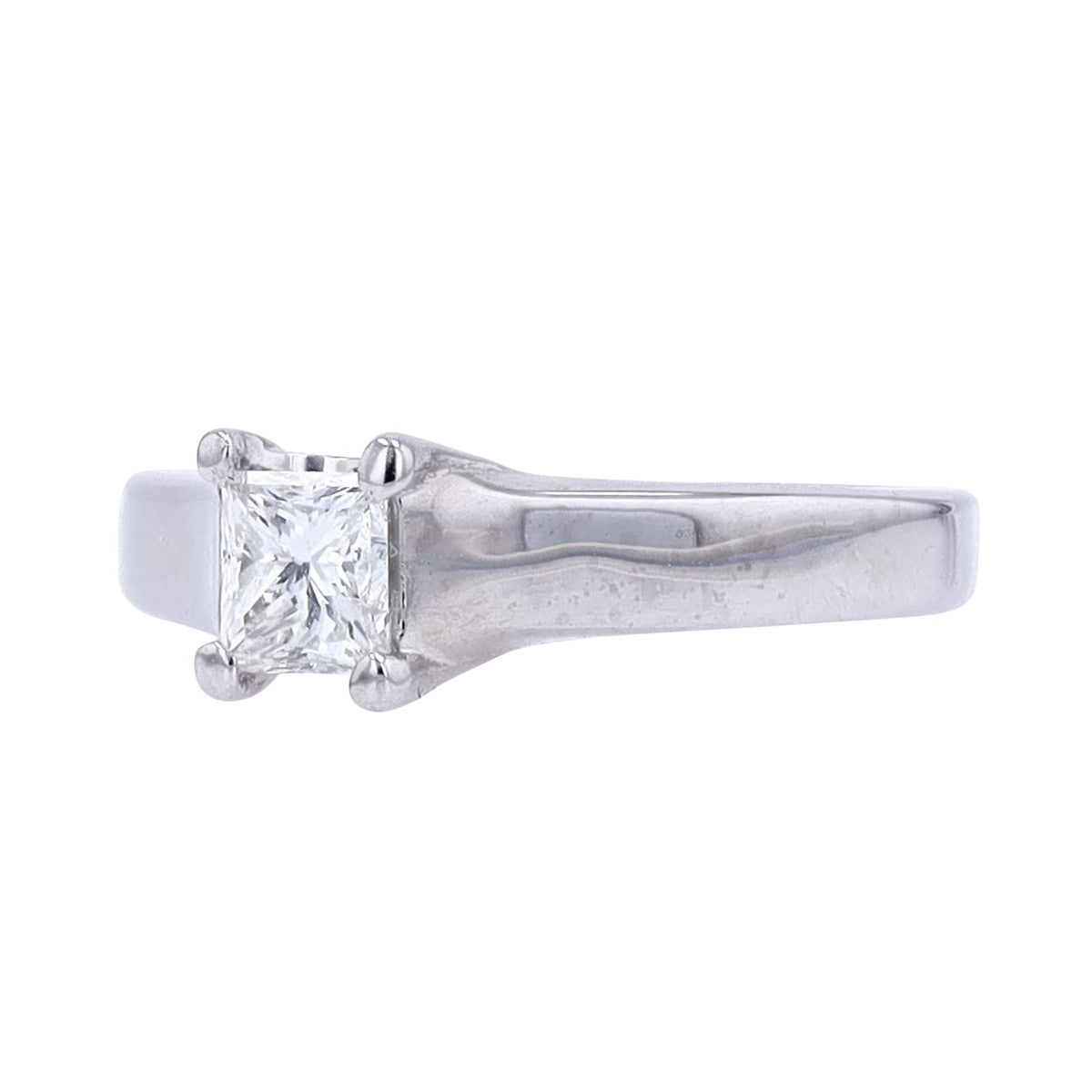 14K WG 0.65 CT Princess Cut Center Solitaire Engagement Ring