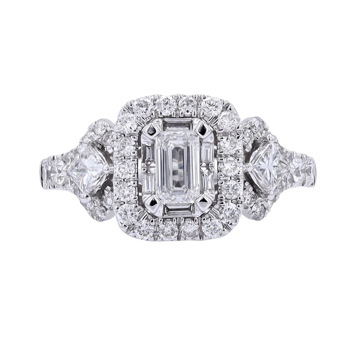 14K WG .50 CTR Emerald Cut Diamond Engagement Ring
