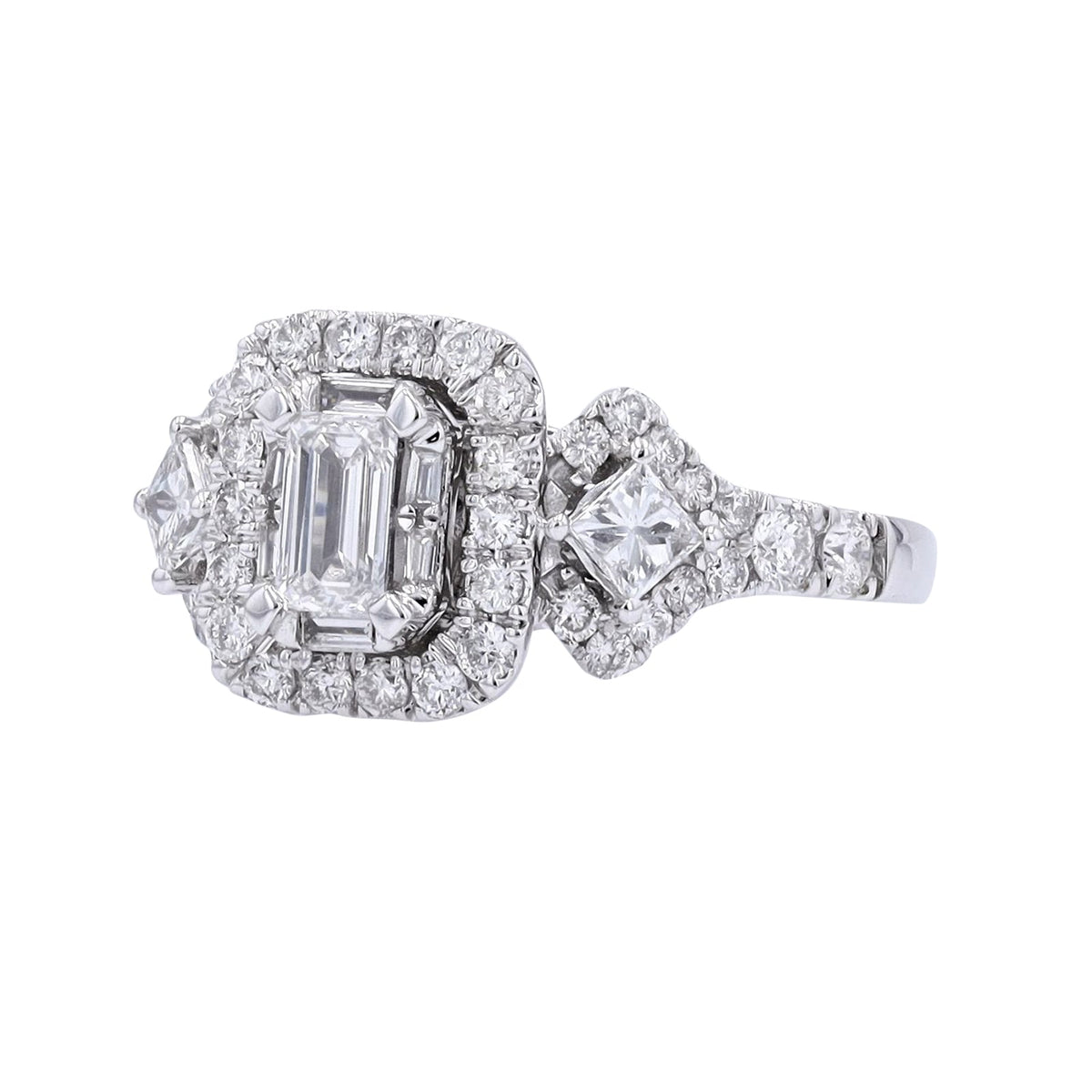 14K WG .50 CTR Emerald Cut Diamond Engagement Ring