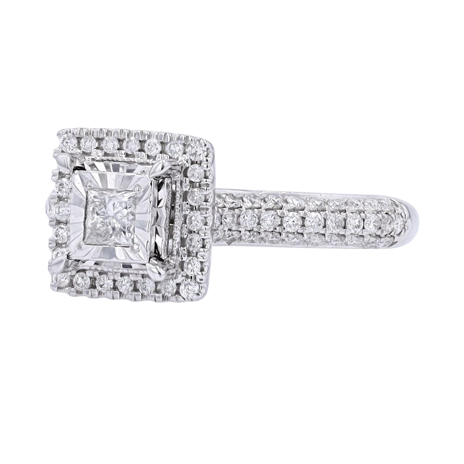 10K WG 1/4 CTR Princess Cut Engagement Ring