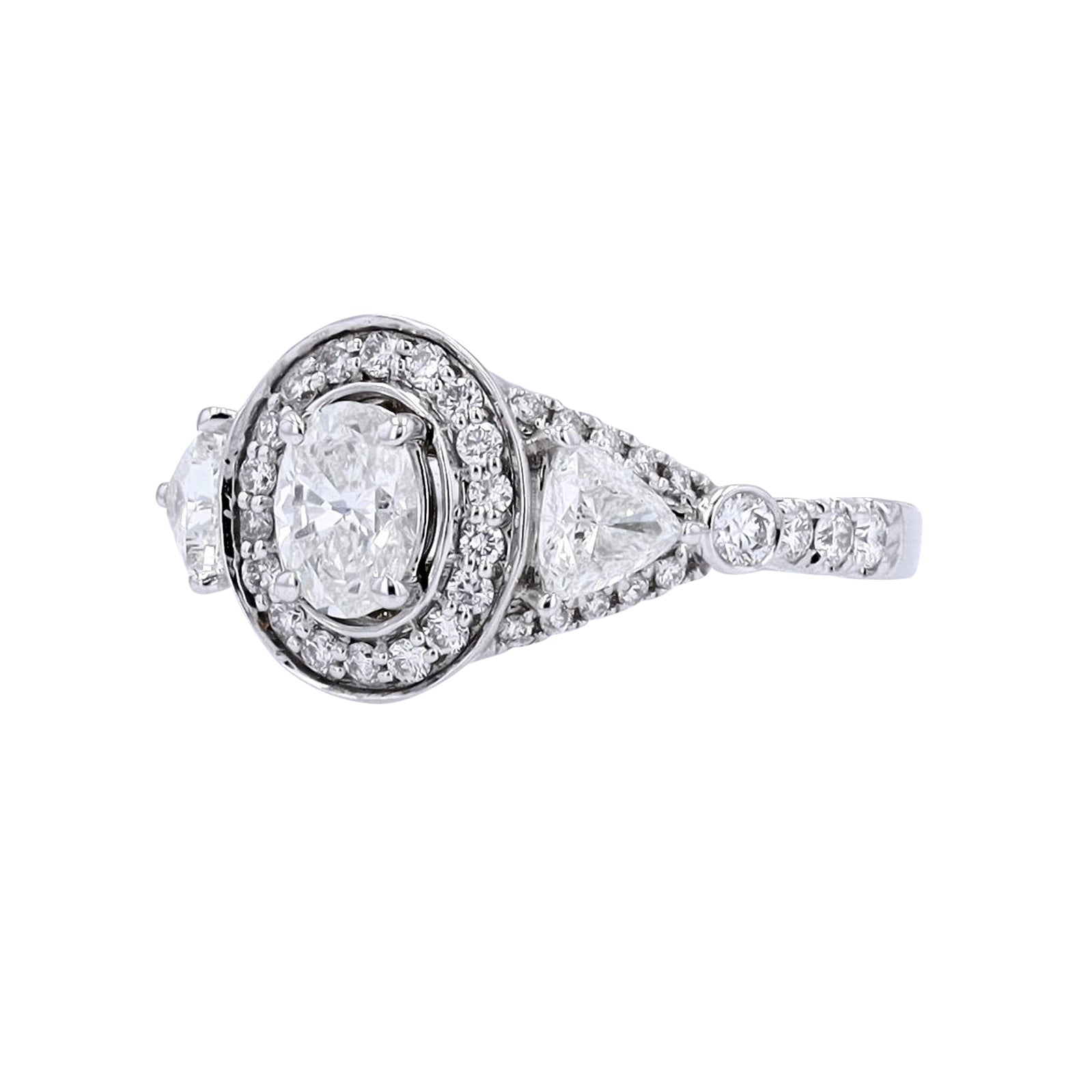 14K WG 0.62 CT Oval Center Halo Engagement Ring