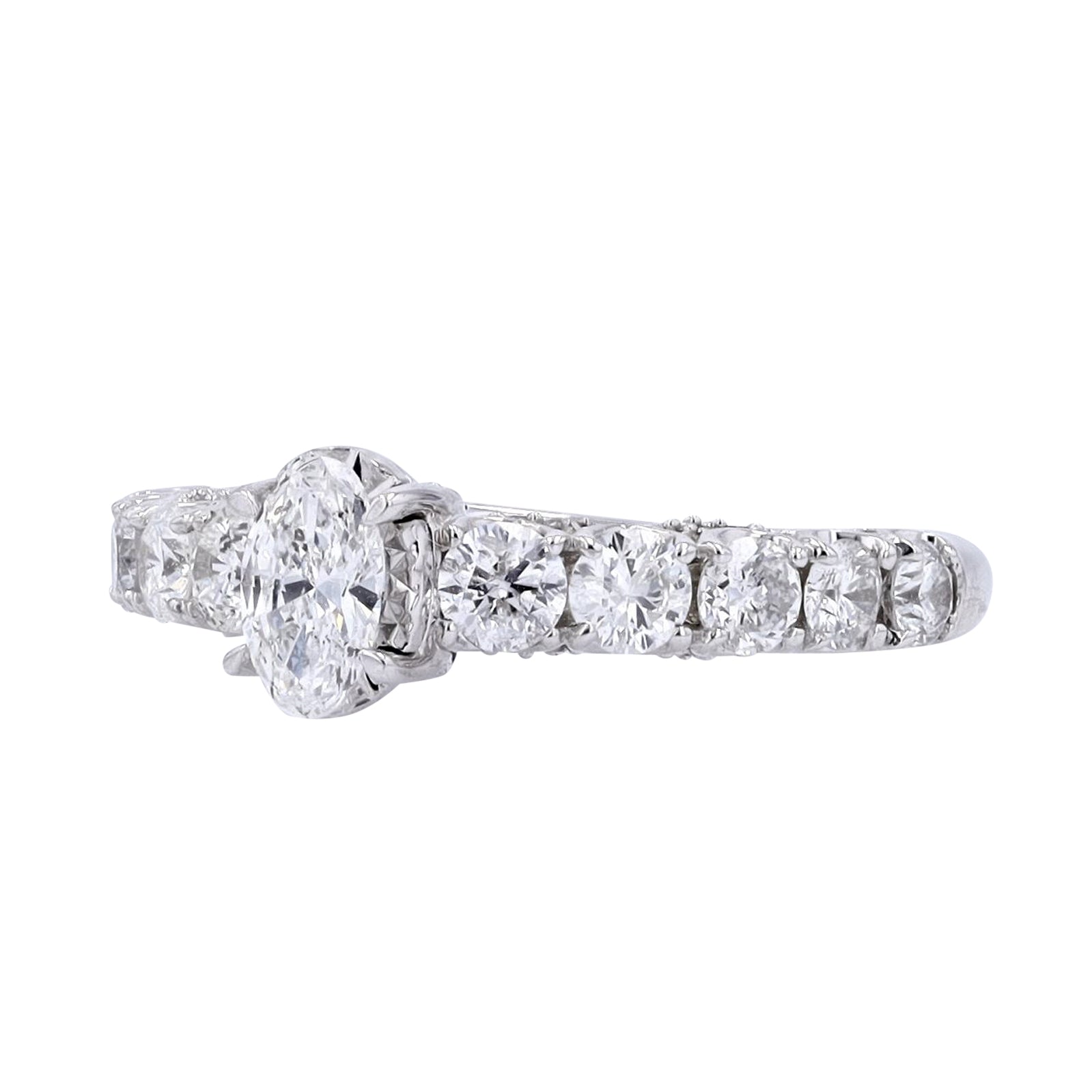 14K WG 1/2 CT Oval Center Engagement Ring