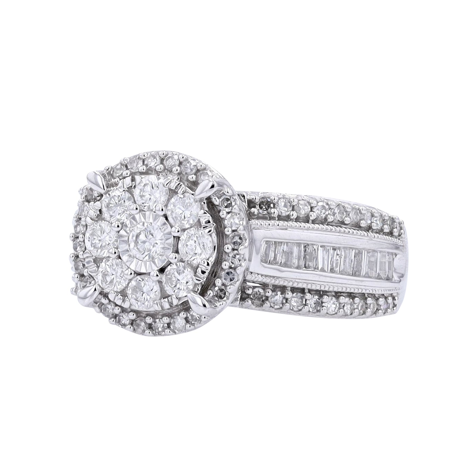 10K WG 1 CTW Diamond Cluster Ring