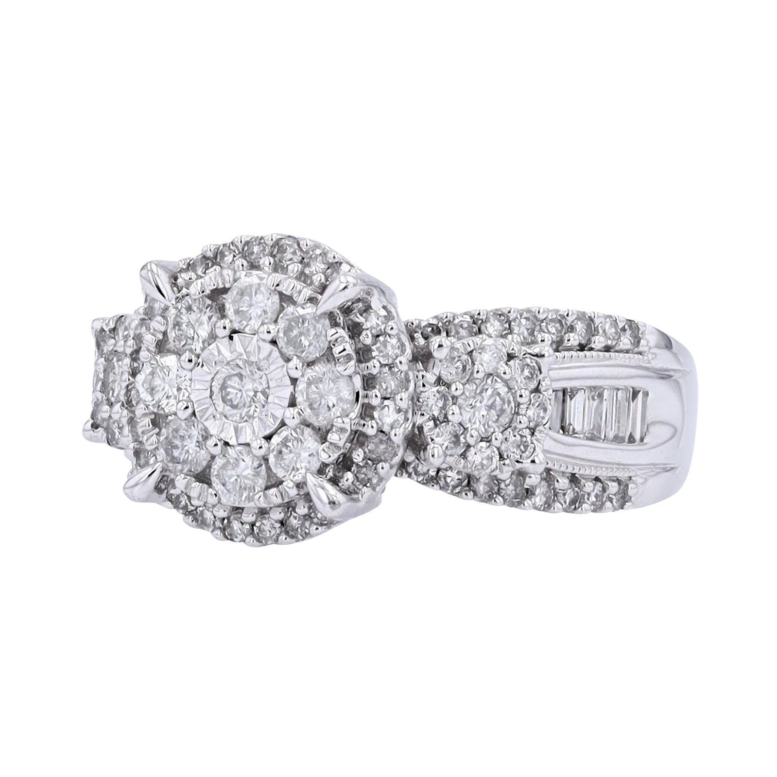 10K WG 1 CTW Diamond Miracle Set Center Ring
