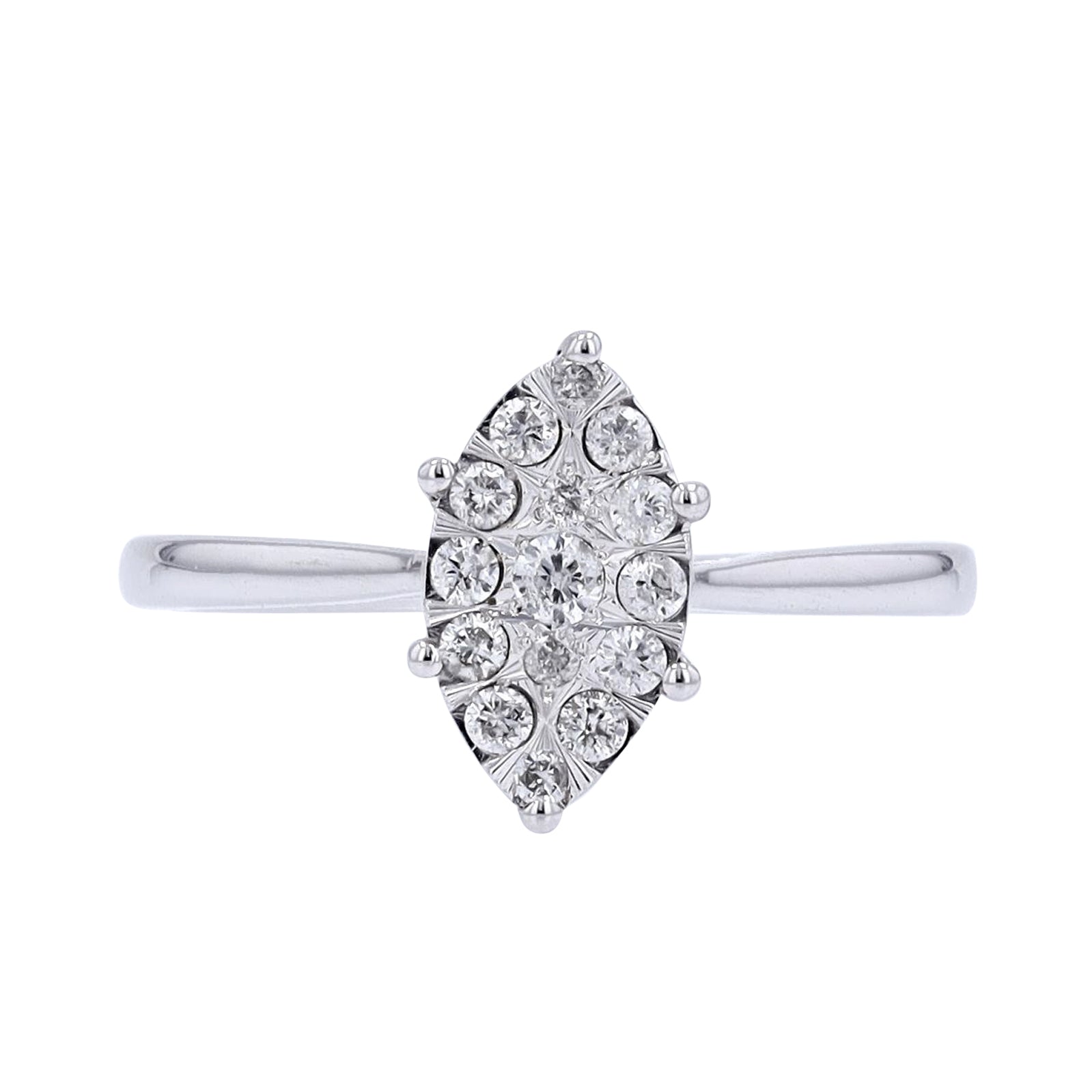 10K WG 1/4 CT Diamond Marquise Cluster Engagement Ring