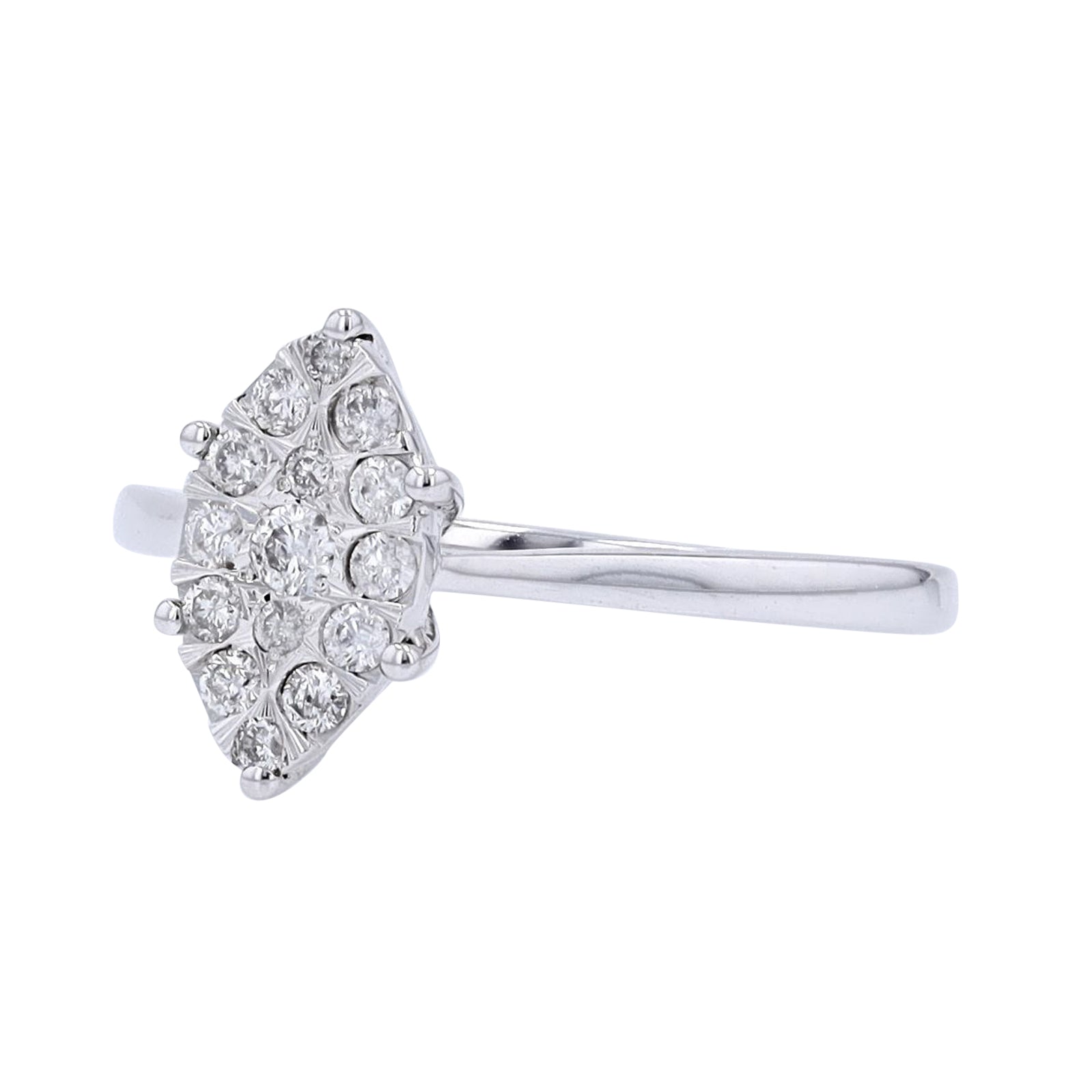 10K WG 1/4 CT Diamond Marquise Cluster Engagement Ring