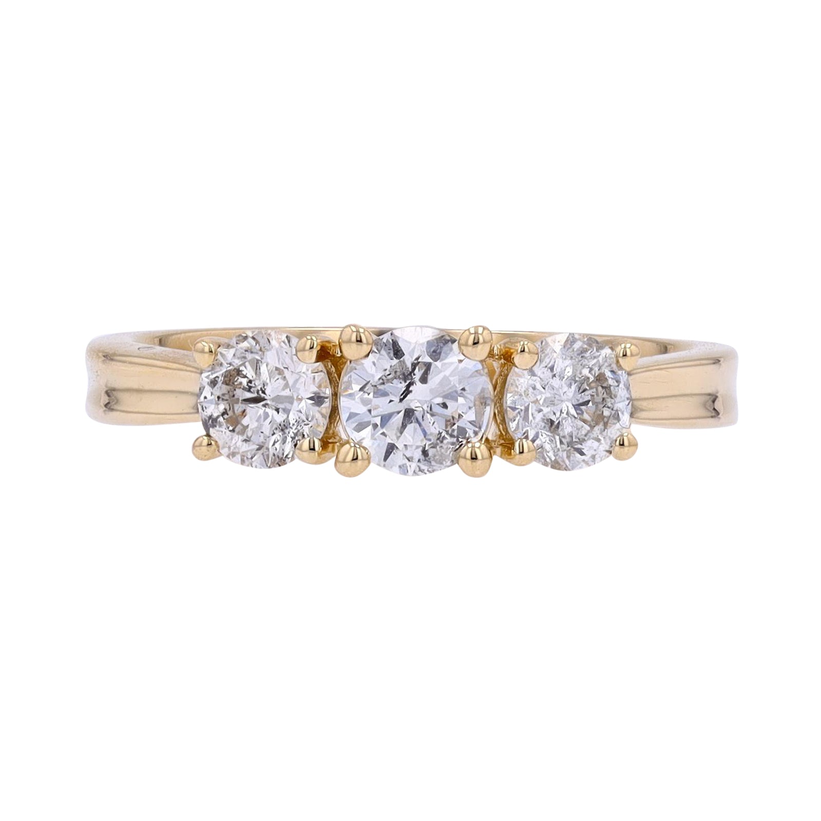 14K YG 1 CT Three Stone Diamond Engagement Ring