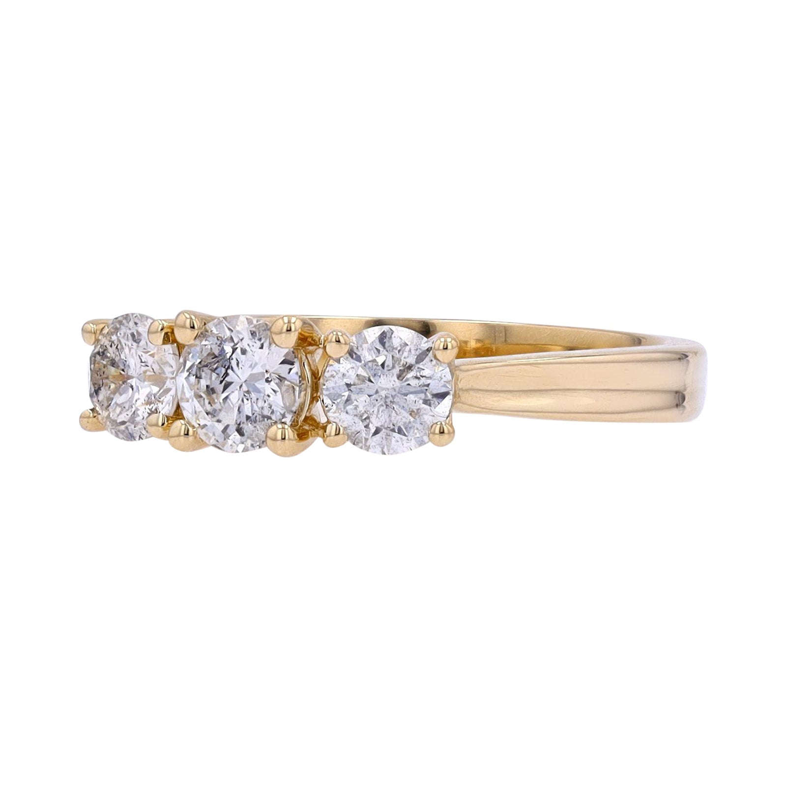 14K YG 1 CT Three Stone Diamond Engagement Ring