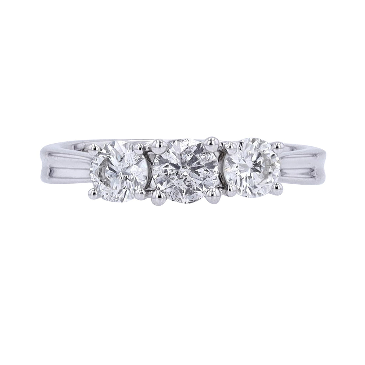 14K WG 1 CTW Diamond Three Stone Engagement Ring