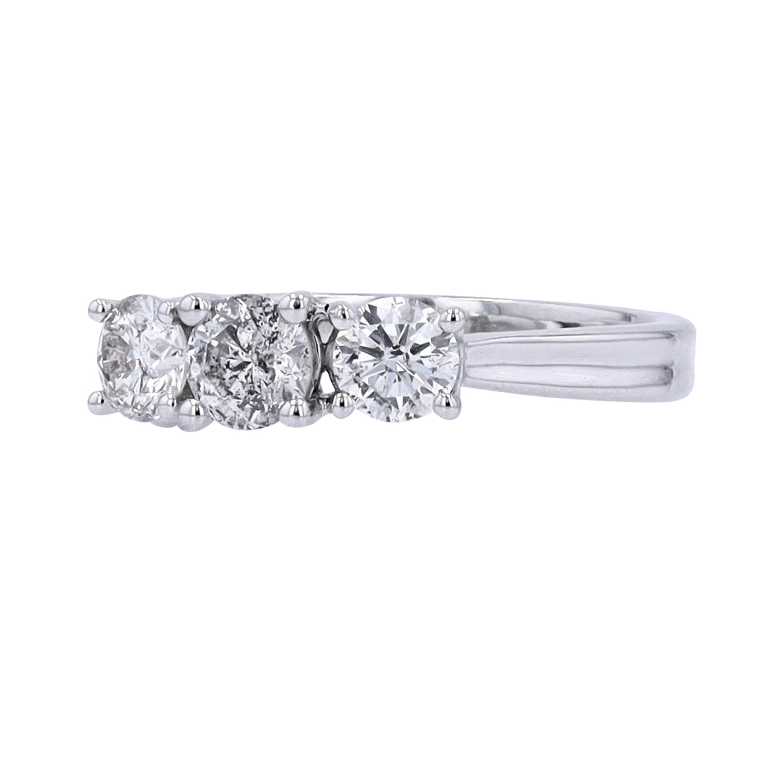 14K WG 1 CTW Diamond Three Stone Engagement Ring
