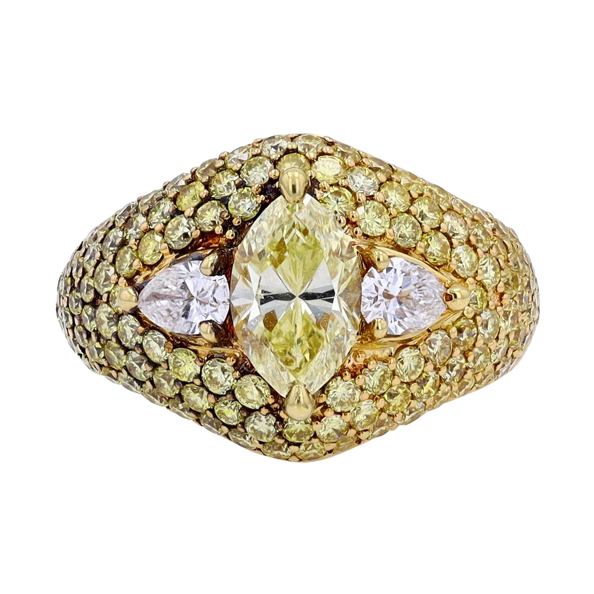18K YG 1.17 CT Natural Fancy Yellow Center Engagement Ring