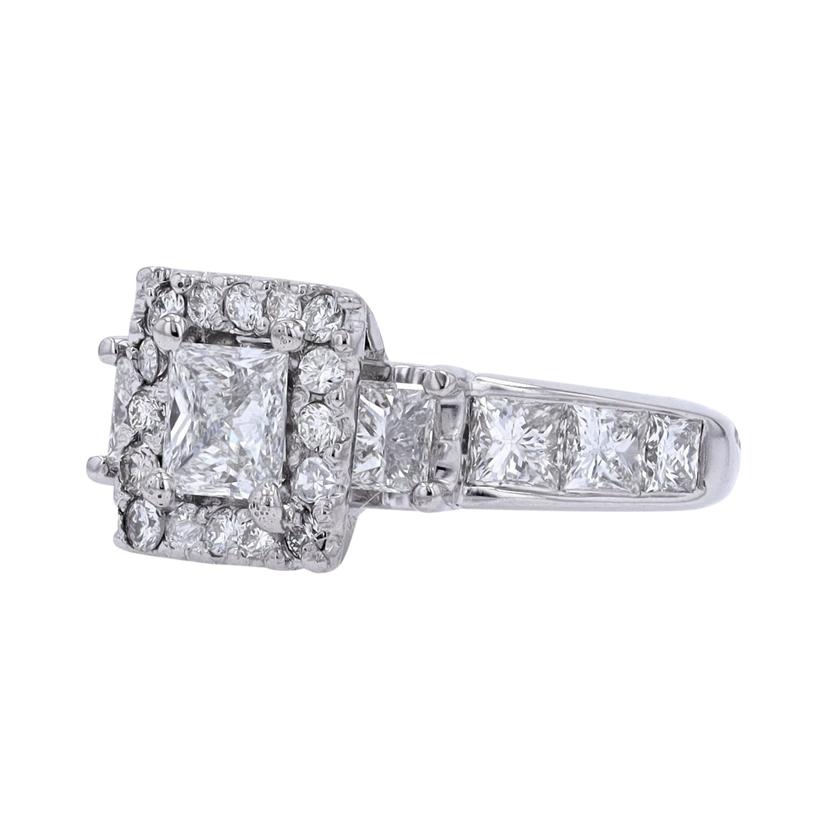 14K WG .75 CTR Princess Cut Diamond Engagement Ring