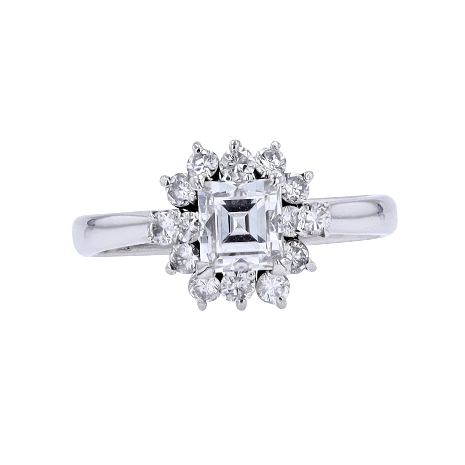 PT900 .62 CTR Diamond Halo Engagement Ring
