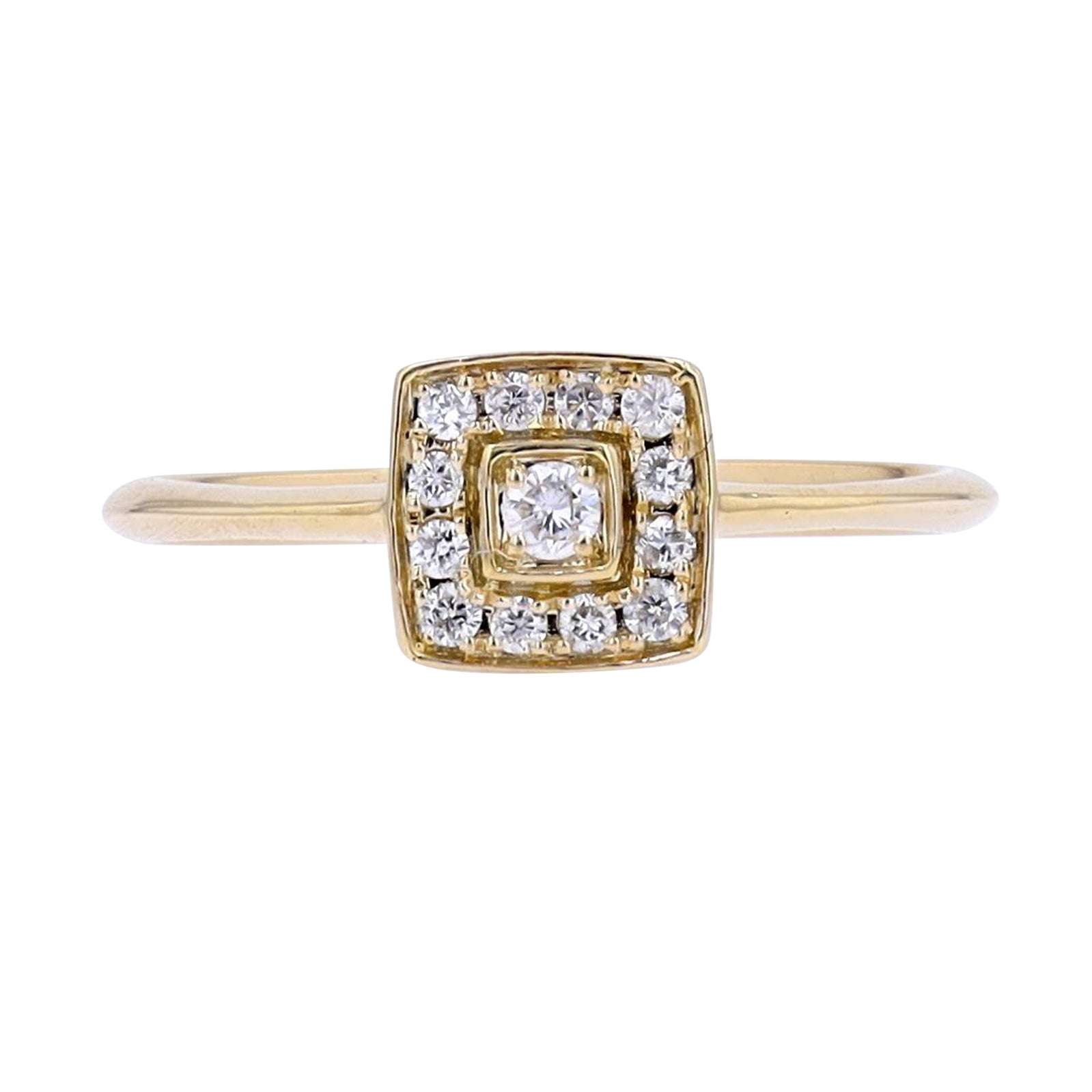 14K YG 0.17 CT Diamond Halo Ring