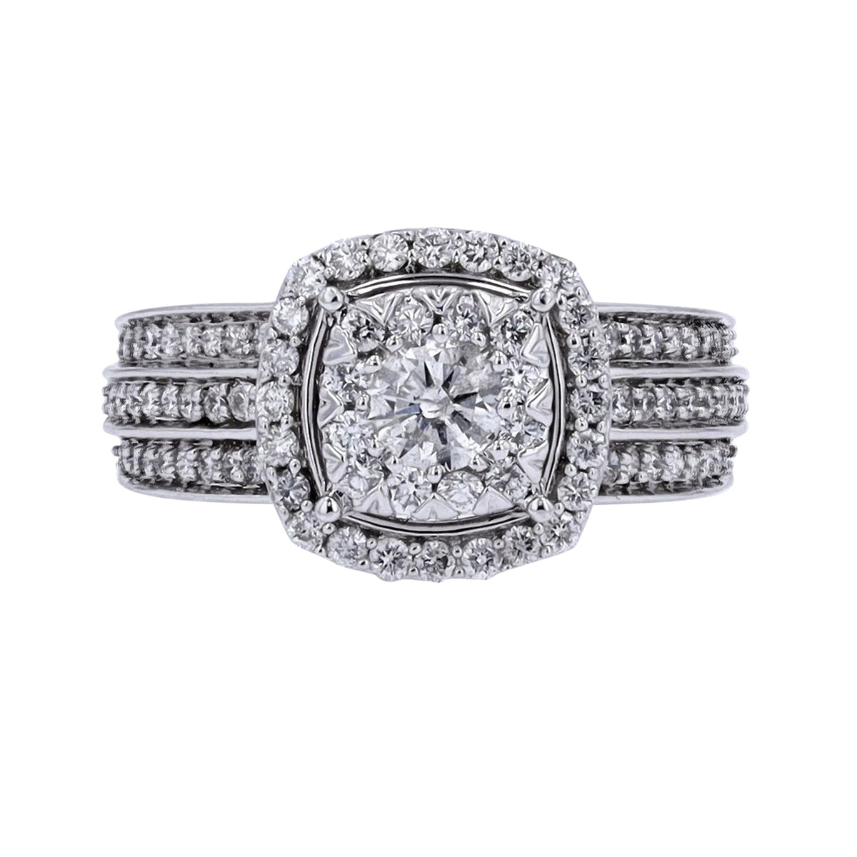 14K WG 3/8 CT Center Diamond Engagement Ring