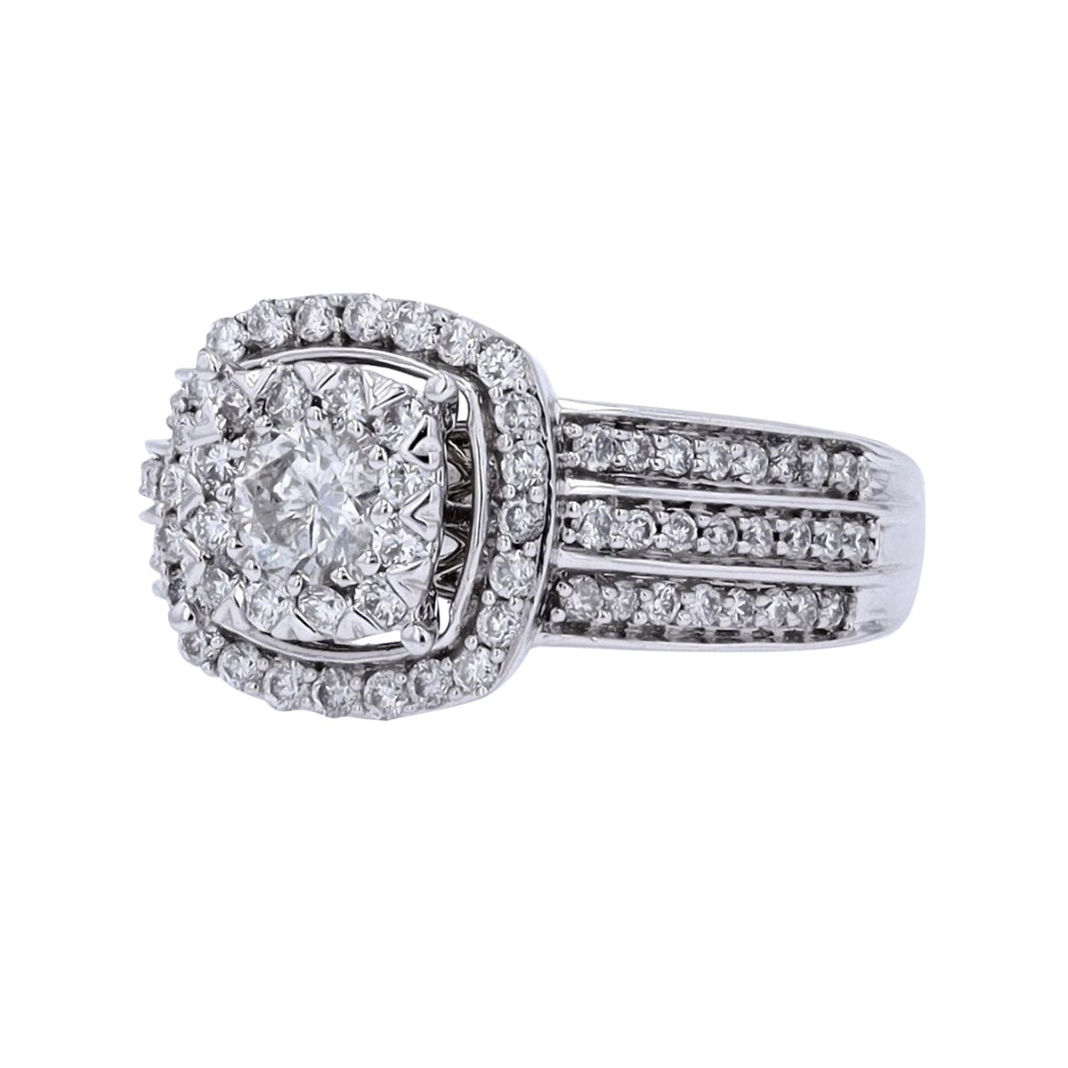 14K WG 3/8 CT Center Diamond Engagement Ring