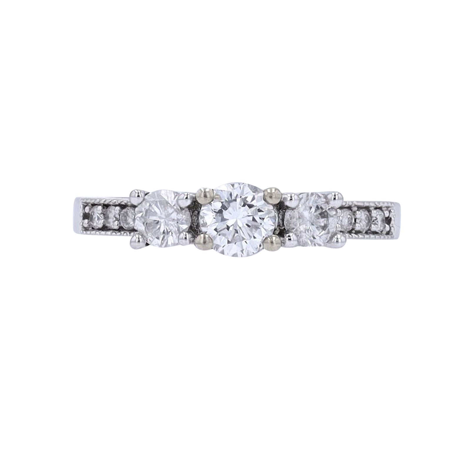14K WG 1.01  Three Stone Diamond Engagement Ring