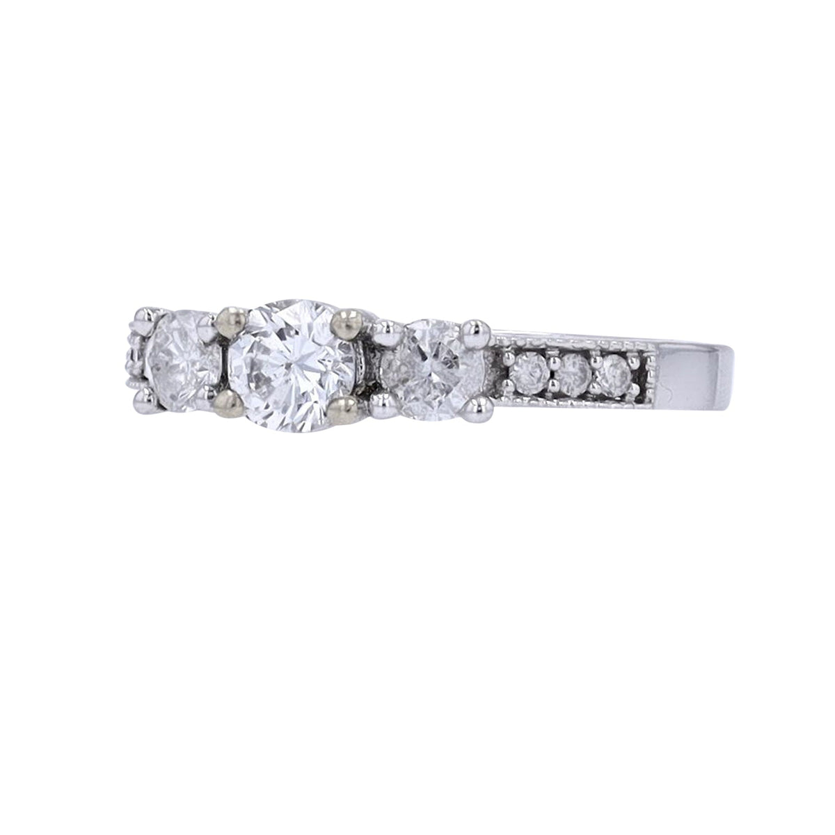 14K WG 1.01  Three Stone Diamond Engagement Ring