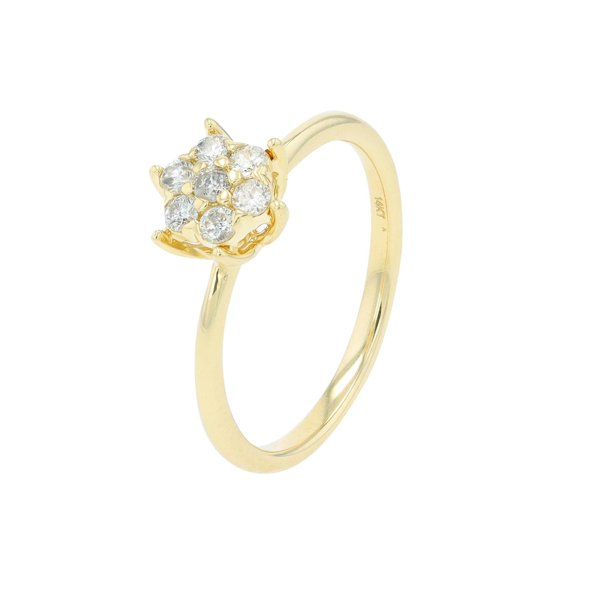 14K YG .25 CTW Diamond Cluster Engagement Ring