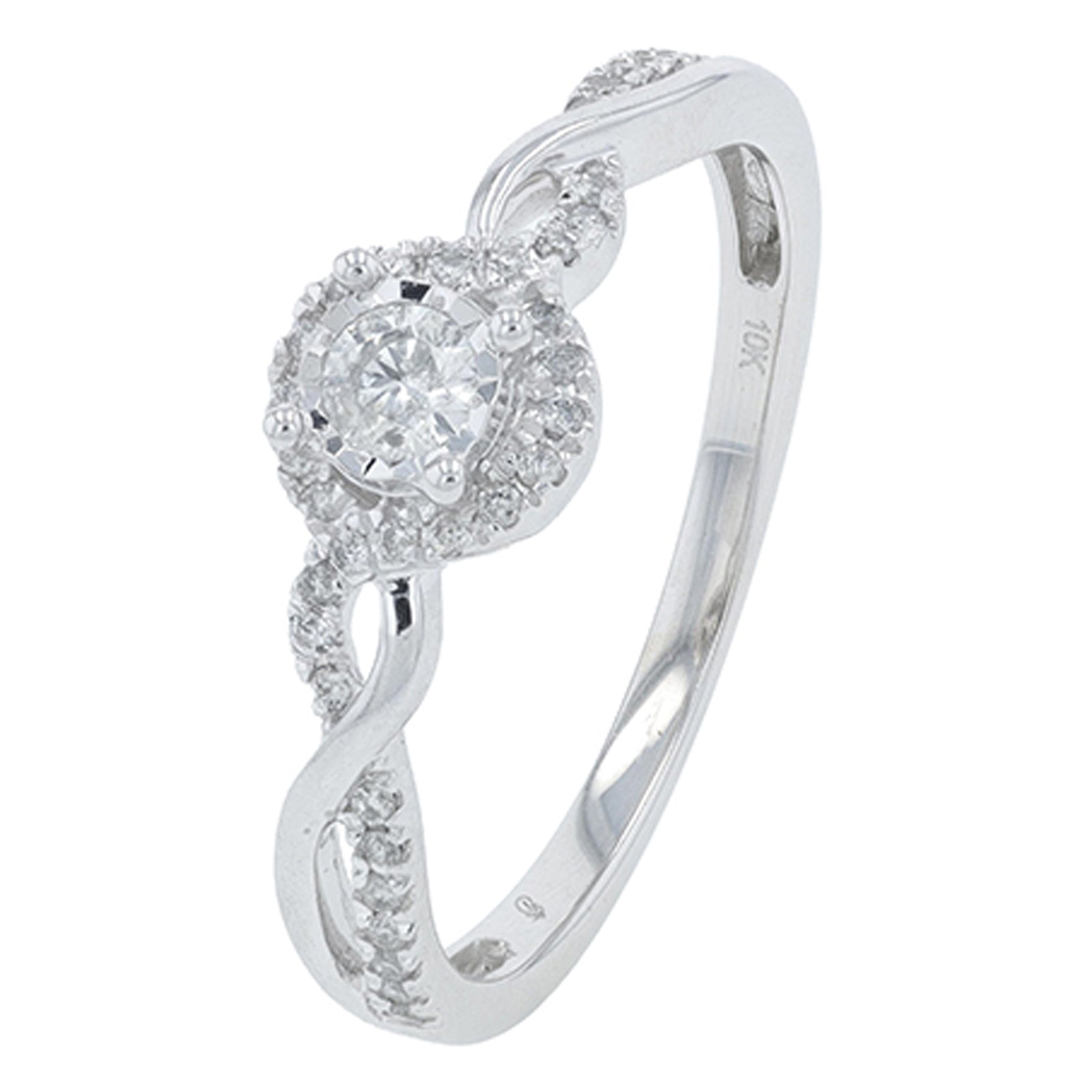 10K WG 1/4 CT Halo Engagement Ring