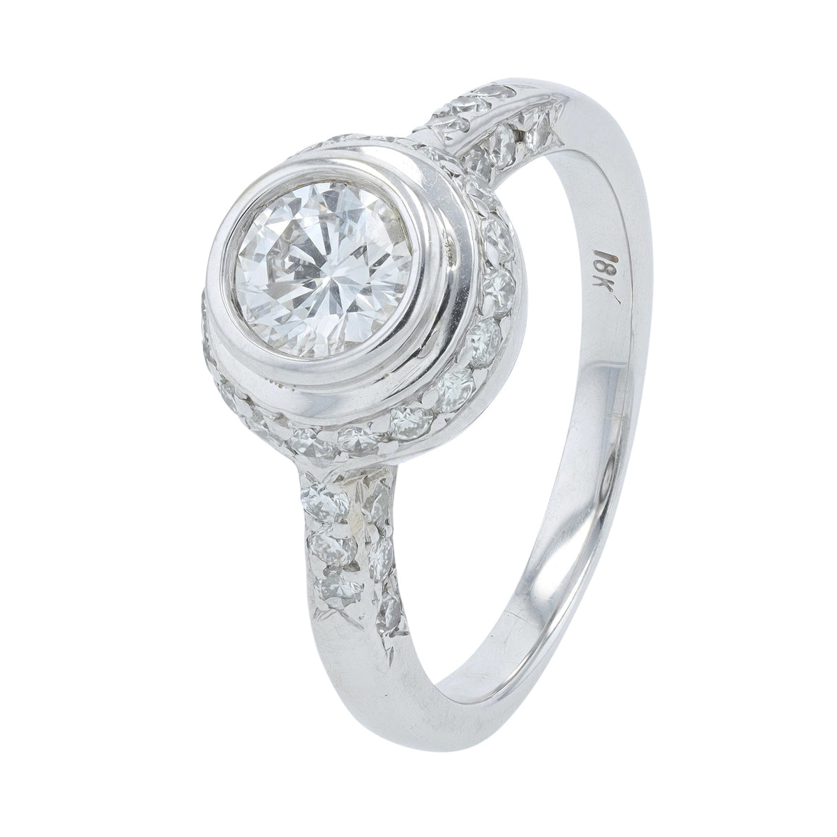 18K WG .75 CTR RBC Diamond Engagement Ring