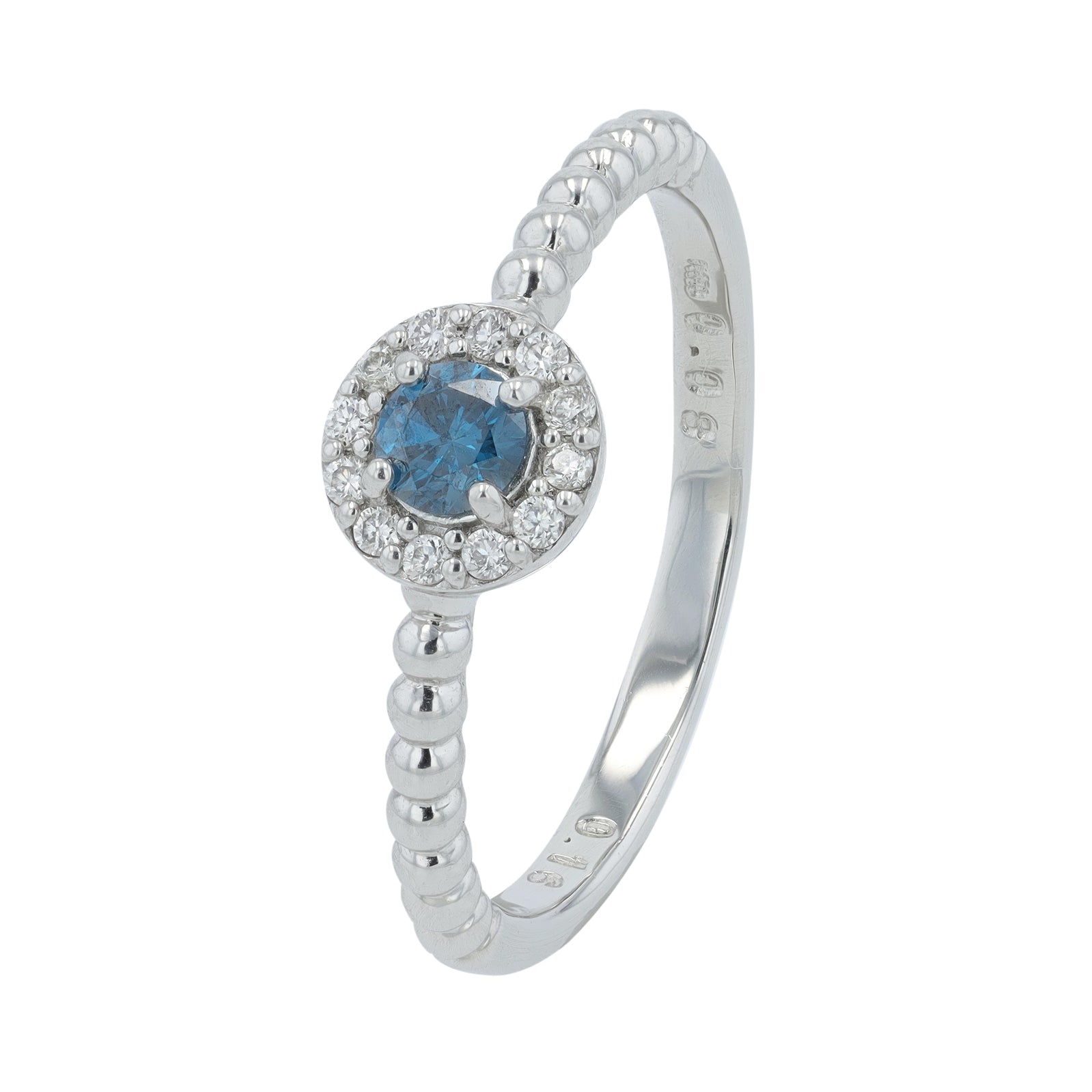 PT950 .24 CTW Blue Diamond Halo Engagement Ring