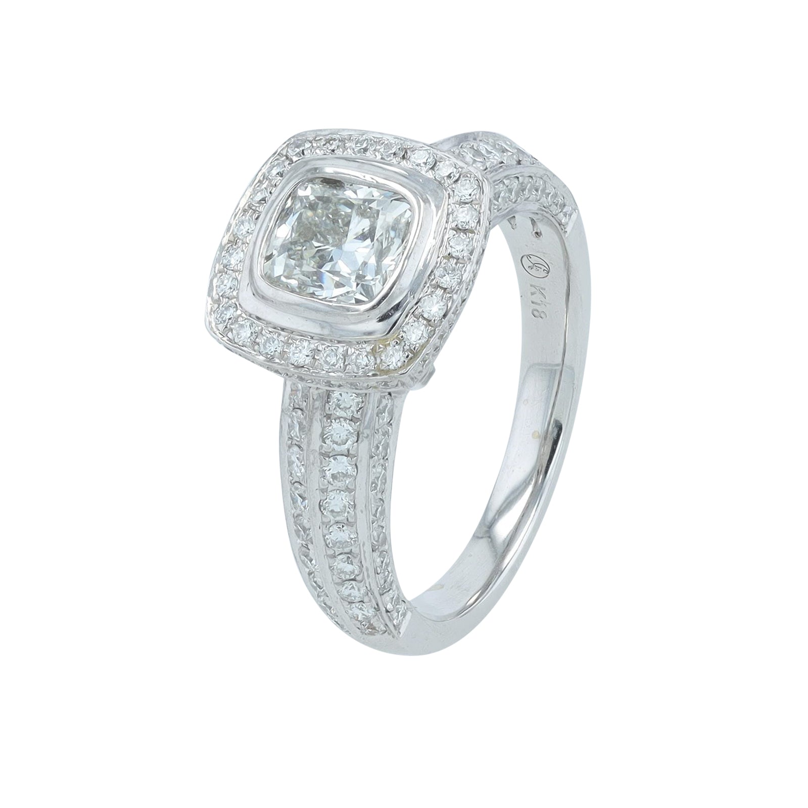 18K WG 1.01 CT Center Halo Engagement Ring