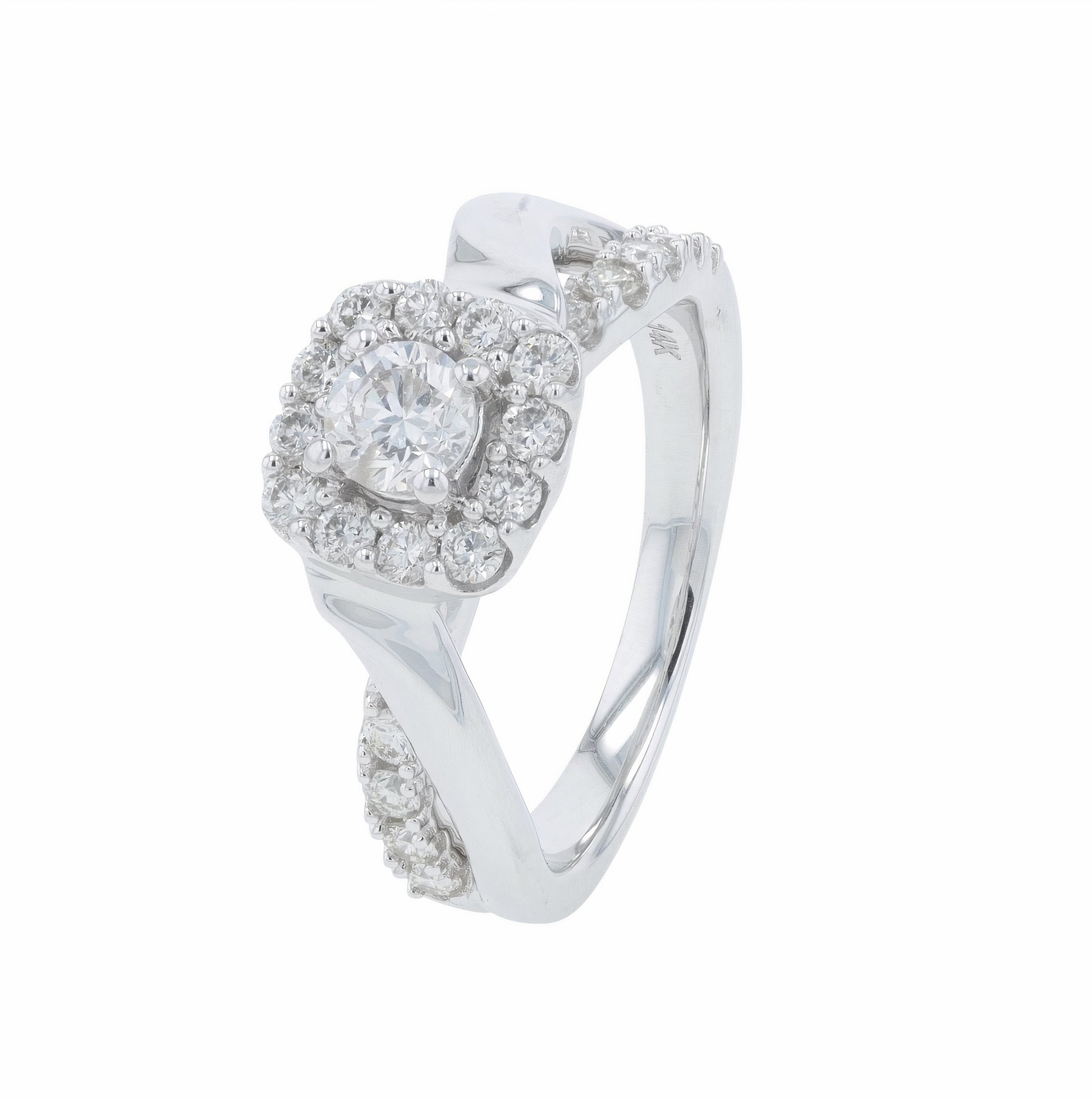 14K WG 1 CTW Diamond Crossover Engagement Ring