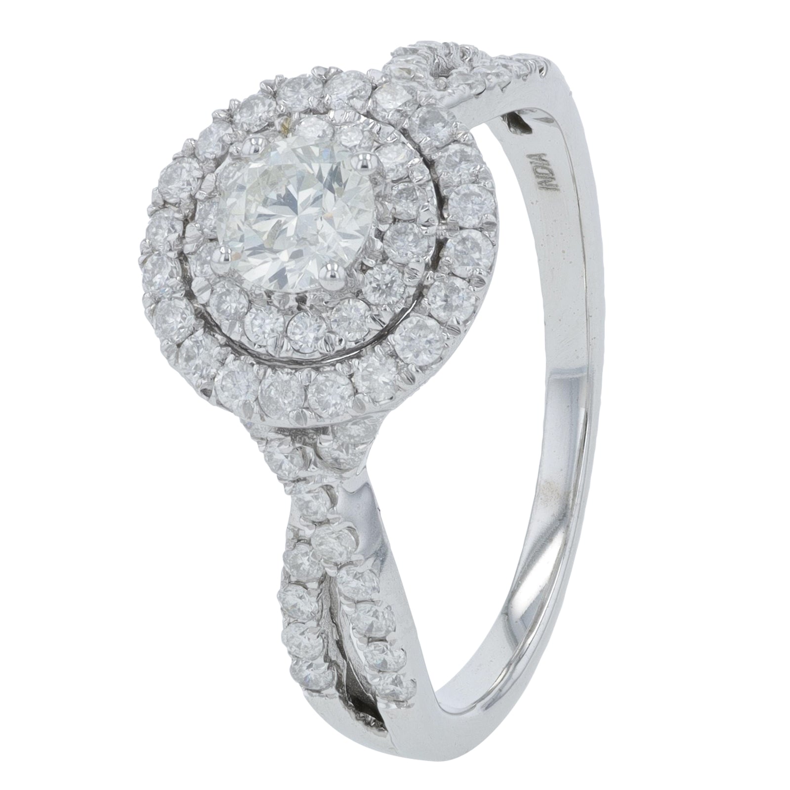 14K WG 3/8 CT Center Engagement Ring
