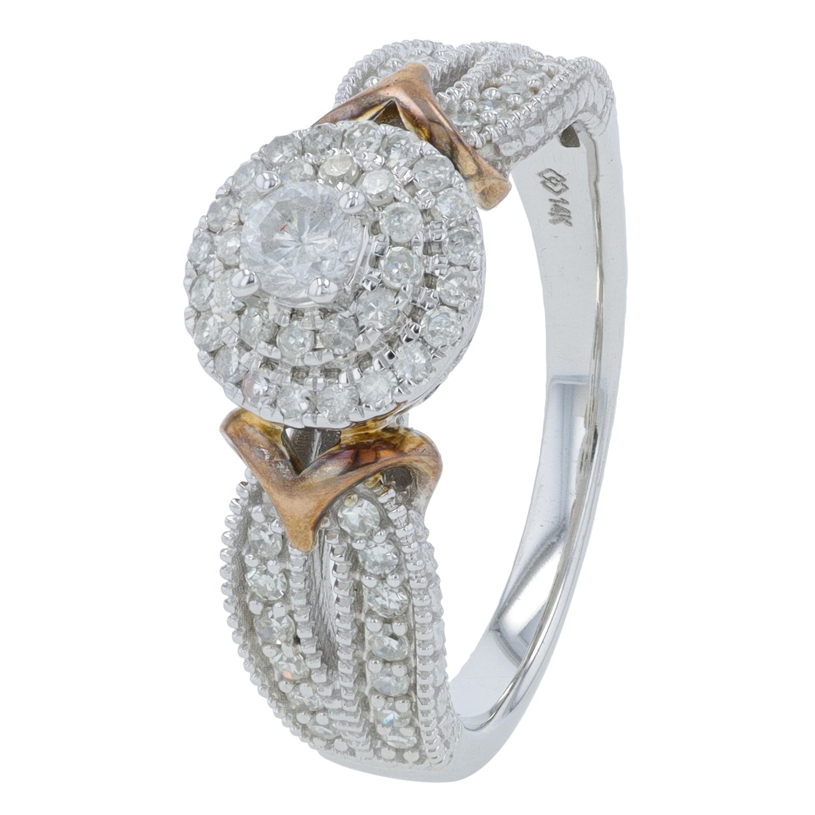 14K TT 1/2 CT Diamond Engagement Ring