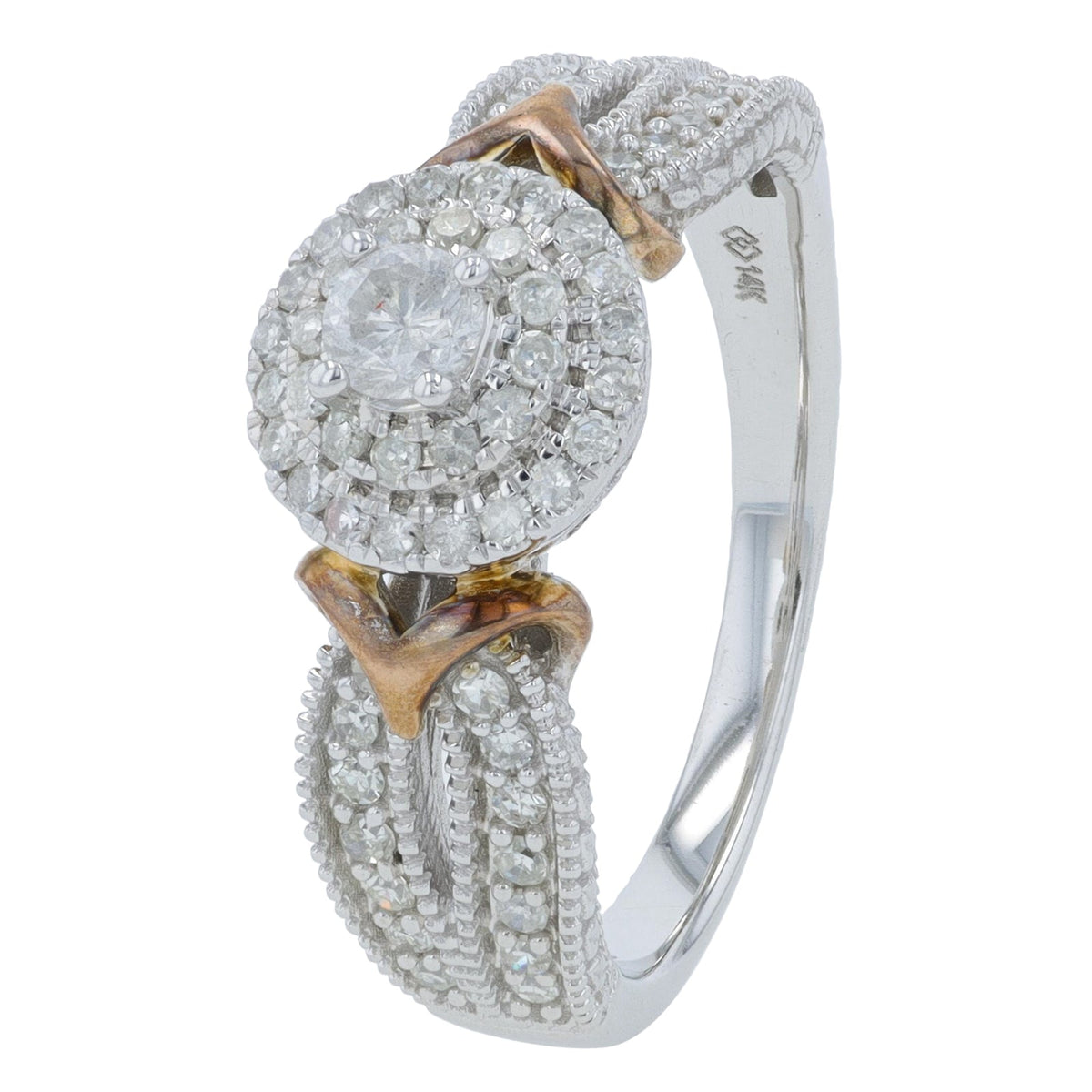 14K TT 1/2 CT Diamond Engagement Ring