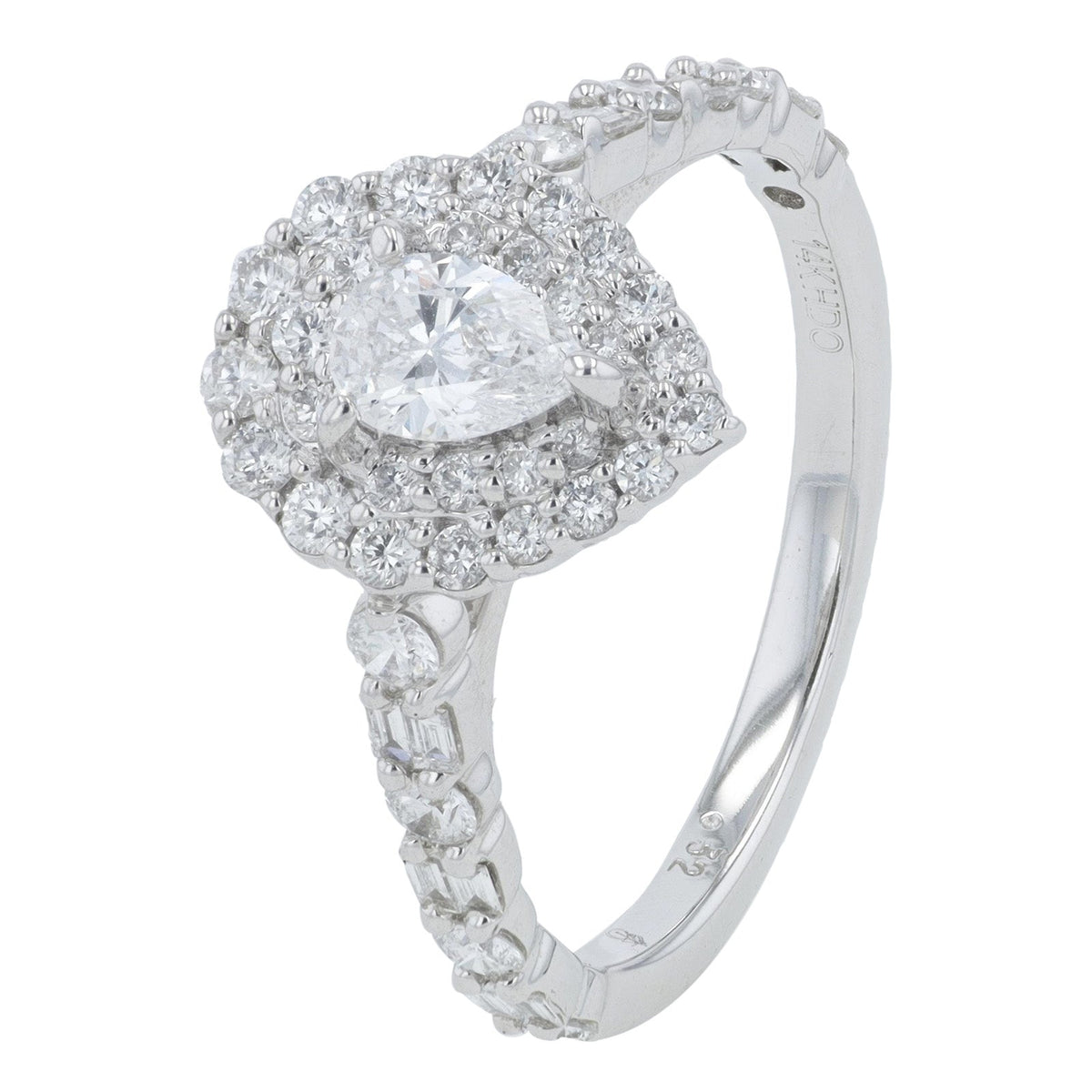 14K WG 3/8 CT Pear Cut Center Engagement Ring