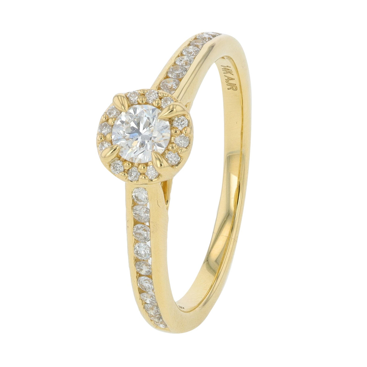 14K YG .50 CTW Diamond Halo Engagement Ring