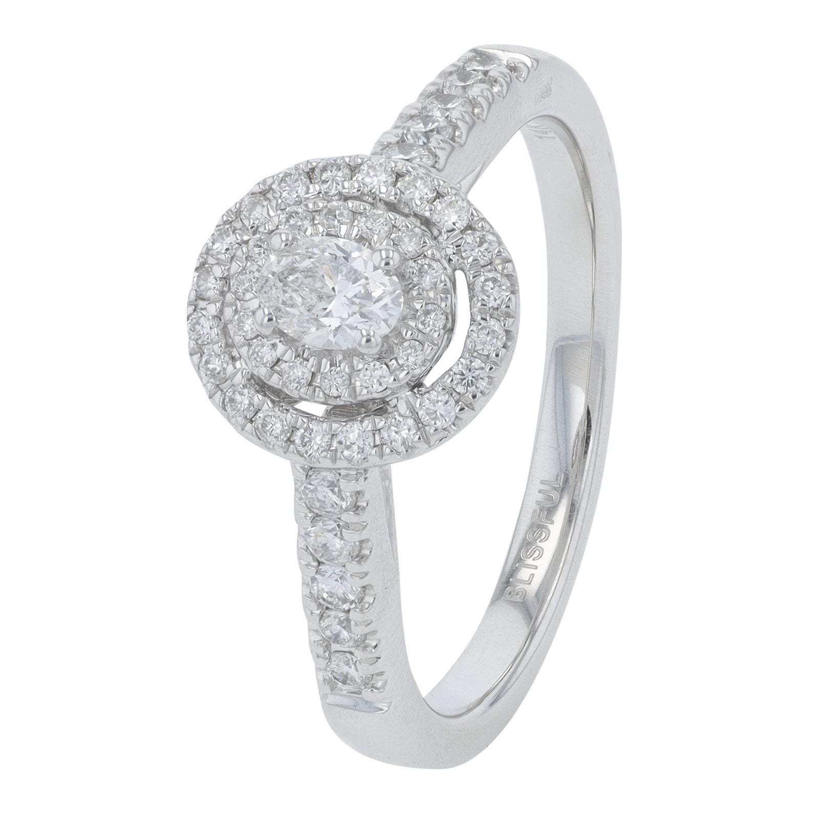 14K WG .50 CTW Diamond Halo Engagement Ring