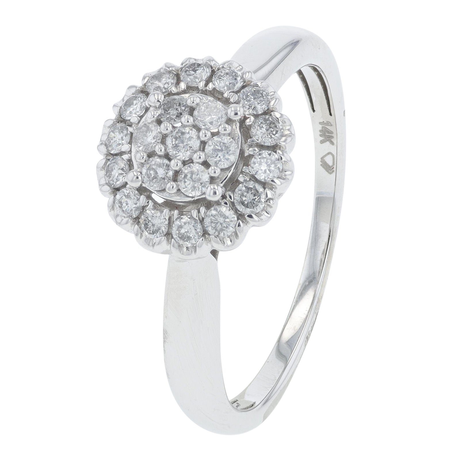 14K WG .33 CTW Halo Engagement Ring
