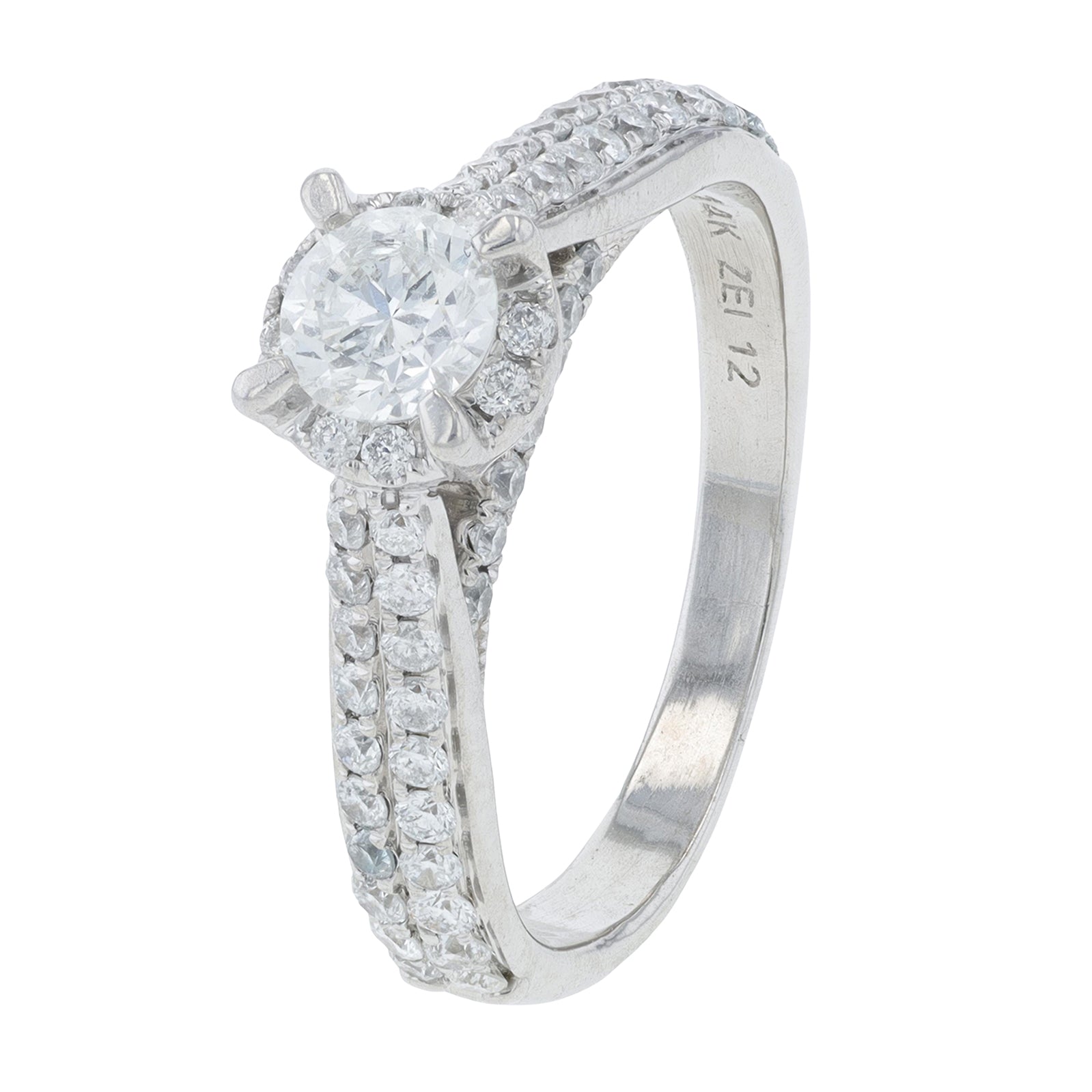 14K WG 1 CTW Diamond Engagement Ring