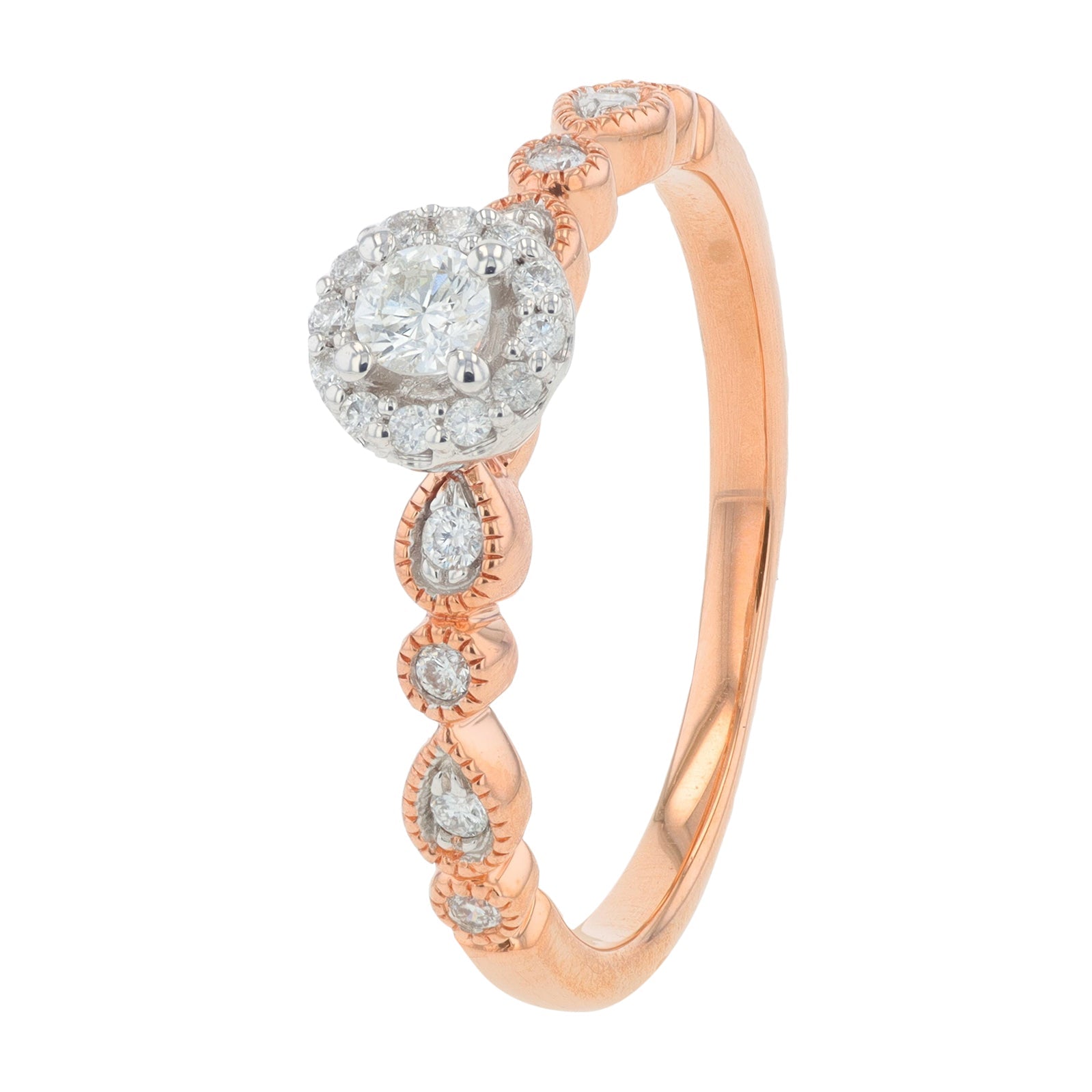 10K RG .25 CT Diamond Engagement Ring