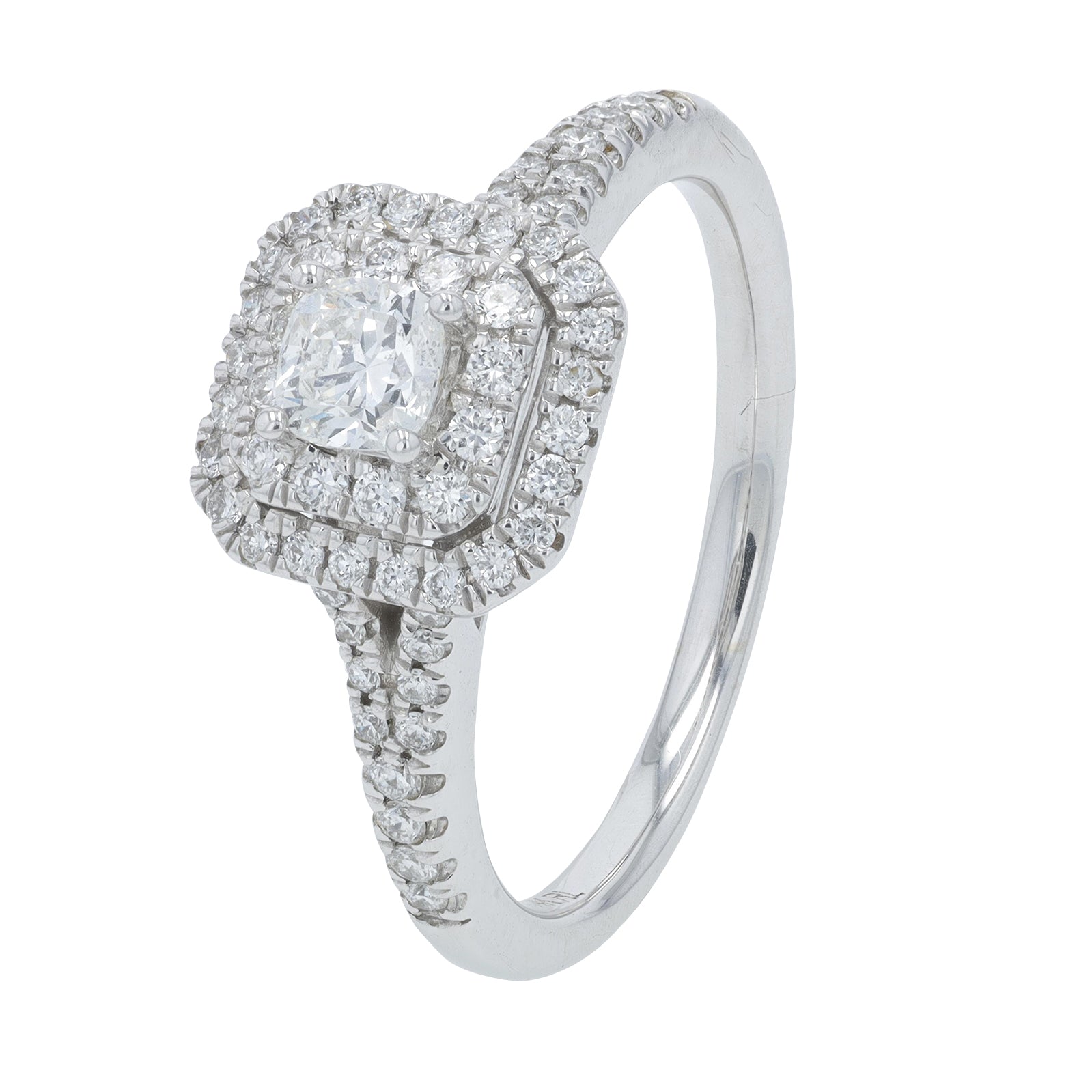 14K WG .63 CTW Diamond Cushion Engagement Ring