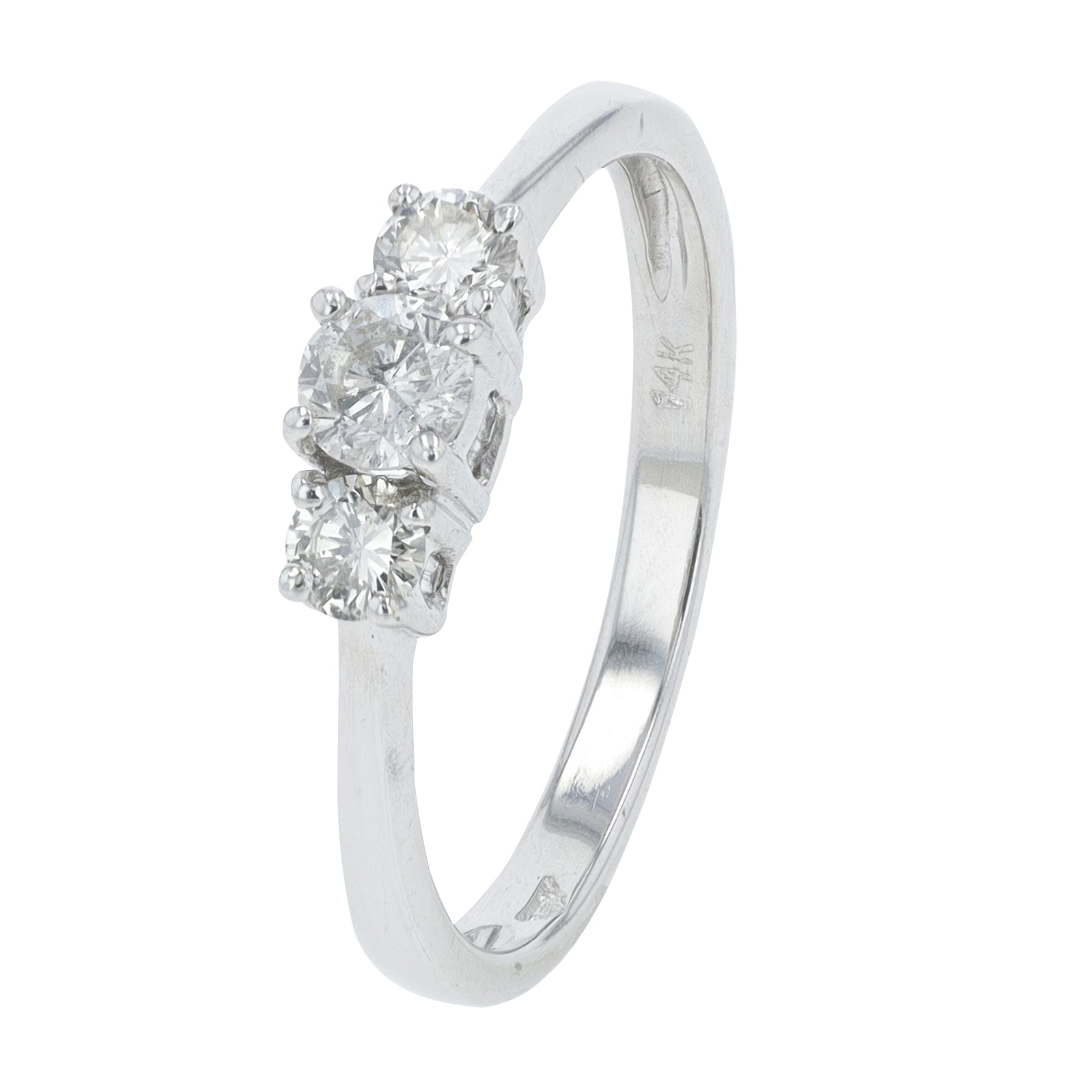 14K WG .50 CTW Diamond Three Stone Engagement Ring