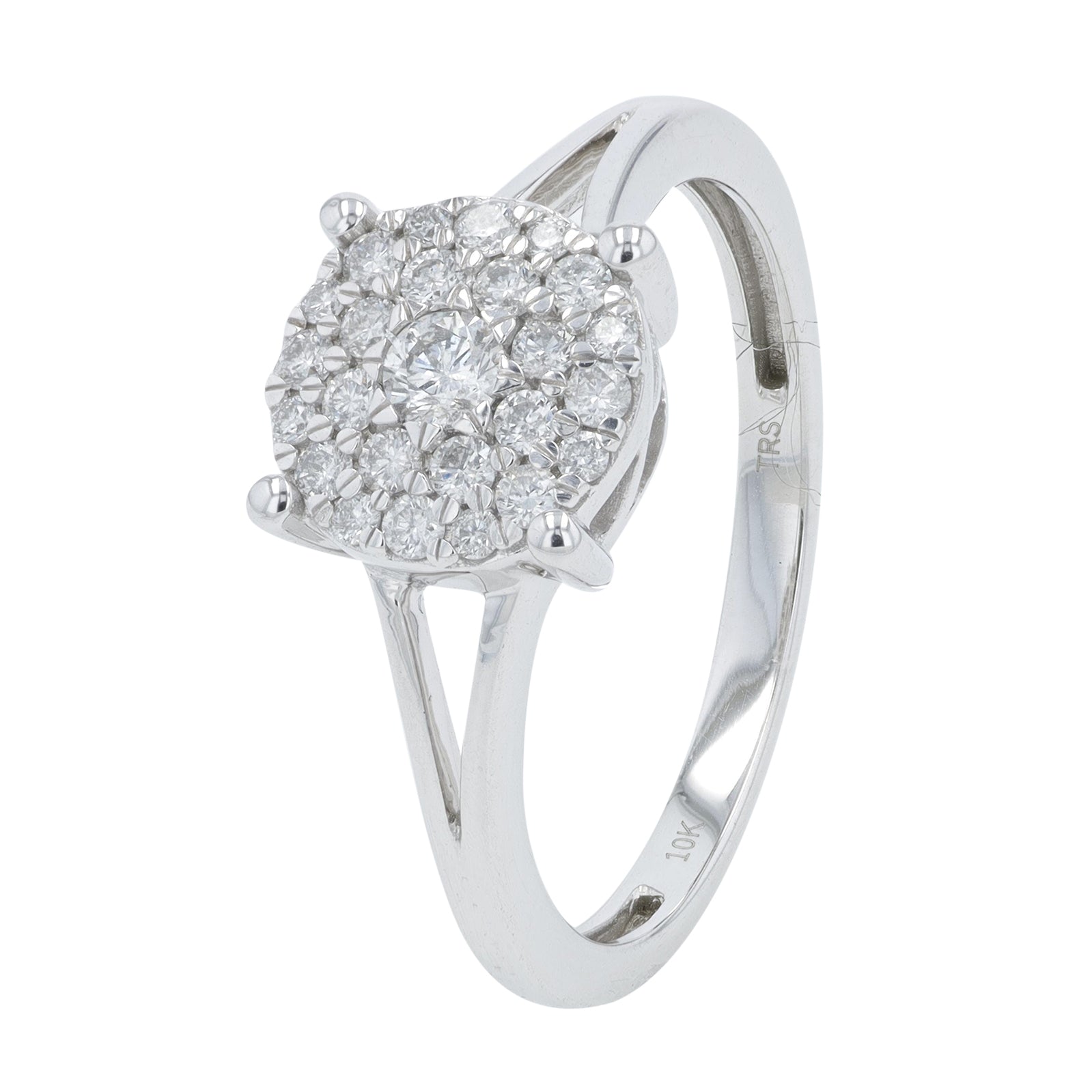 10K WG .33 CTW Diamond Cluster Engagement Ring